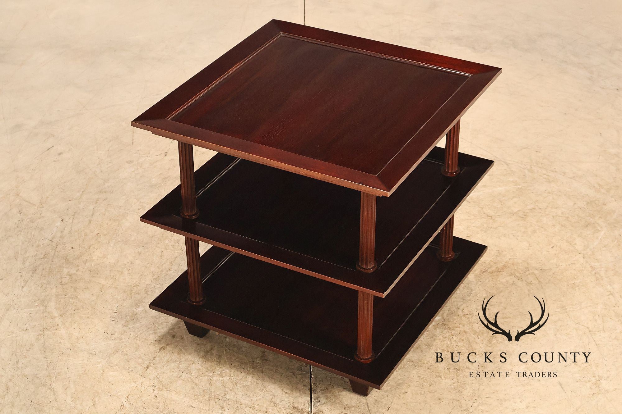 Baker Furniture Barbara Barry Collection Three Tier Mahogany Side Table