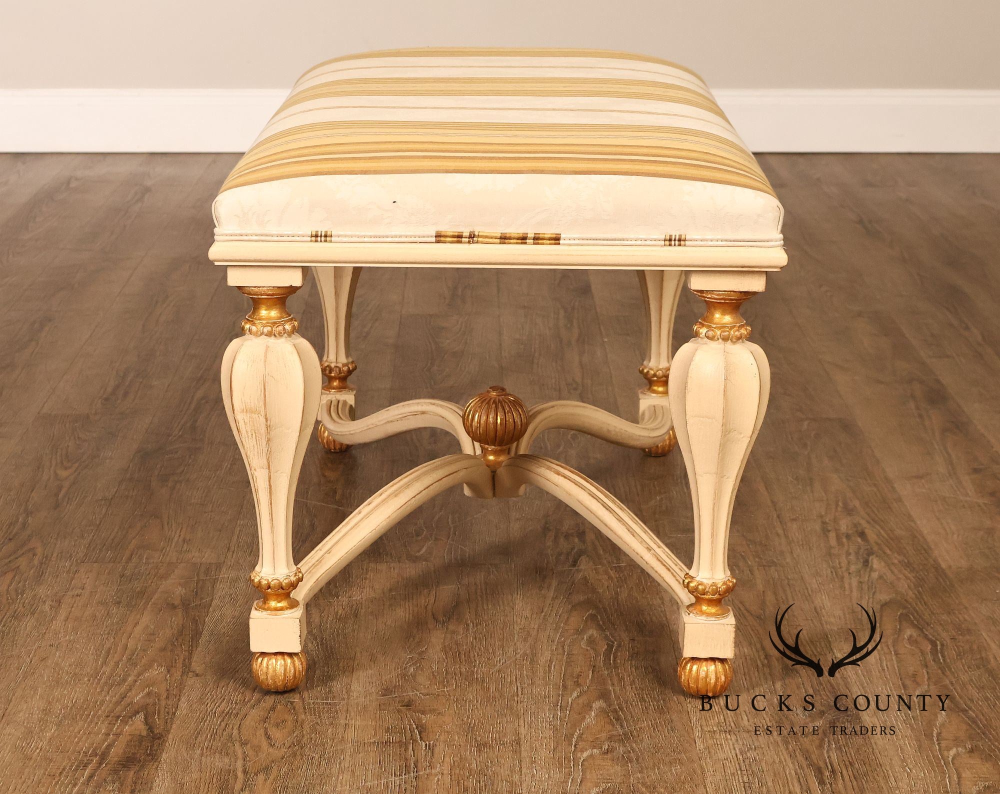 Decorative Crafts Inc. Italian Renaissance Style Partial Giltwood Painted Window Bench