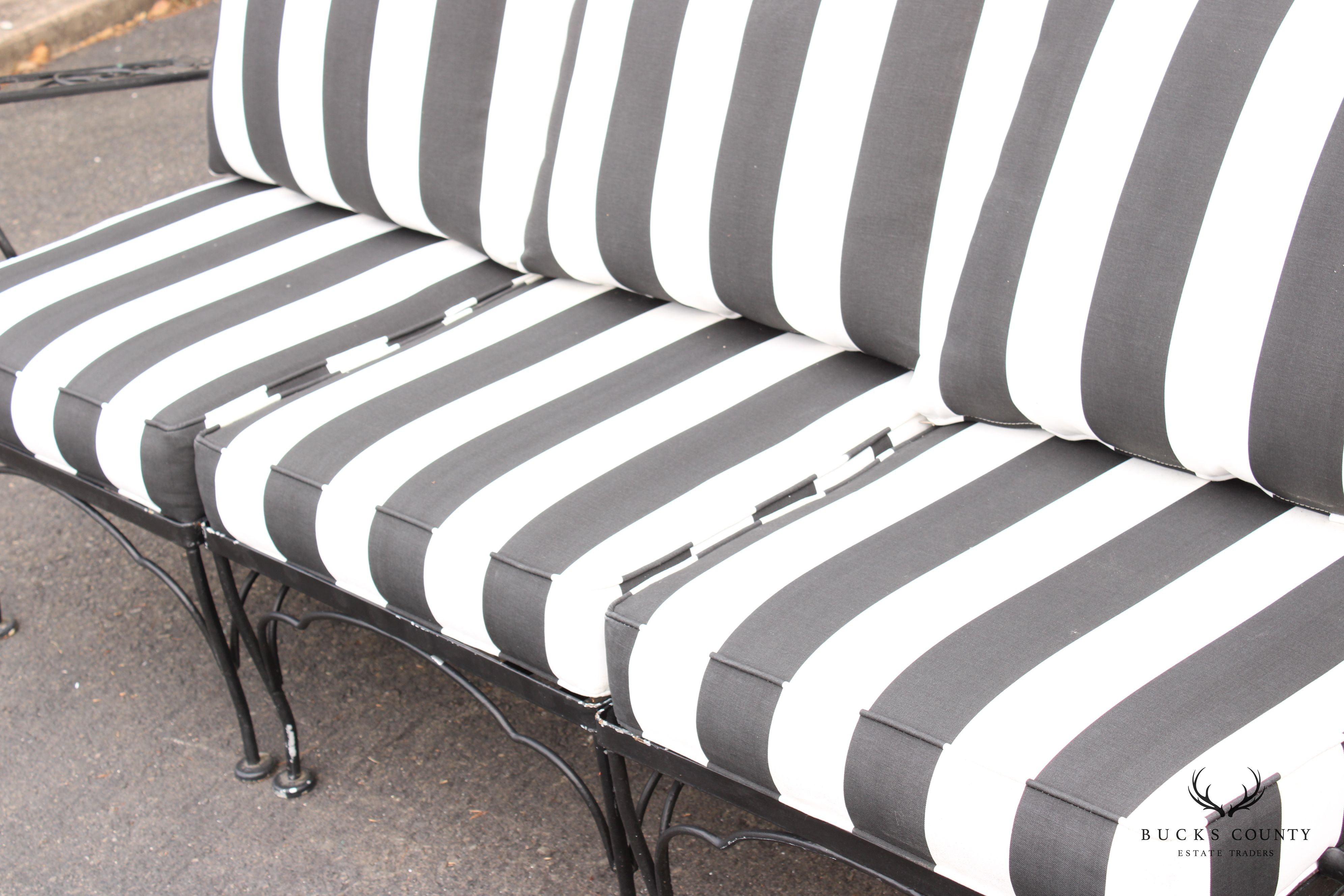 Vintage Wrought Iron Three-Piece Outdoor Garden Sofa