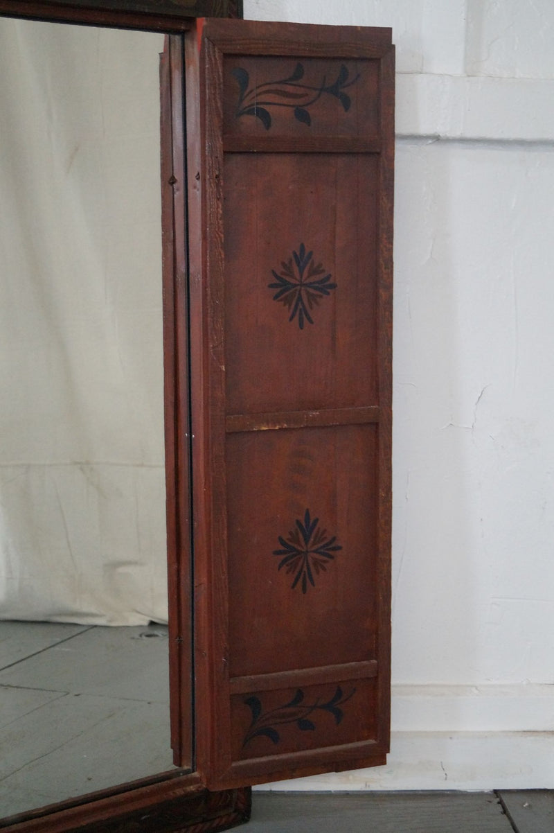 Unusual Middle Eastern Painted Shutter Door Arch Top Mirror