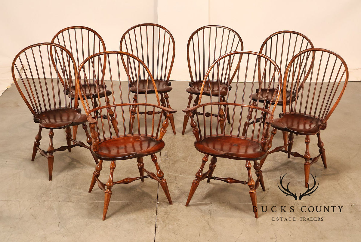 D.R. Dimes Set Of Eight Bowback Windsor Dining Chairs