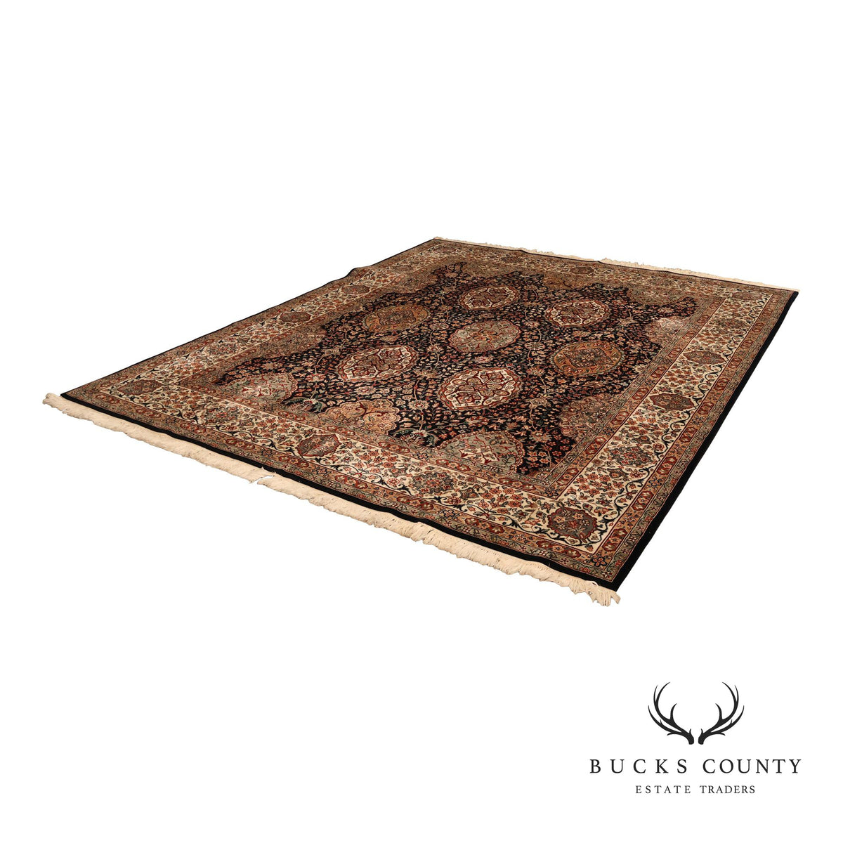 Hand Knotted Persian Style Area Rug With Medallion And Floral Motif
