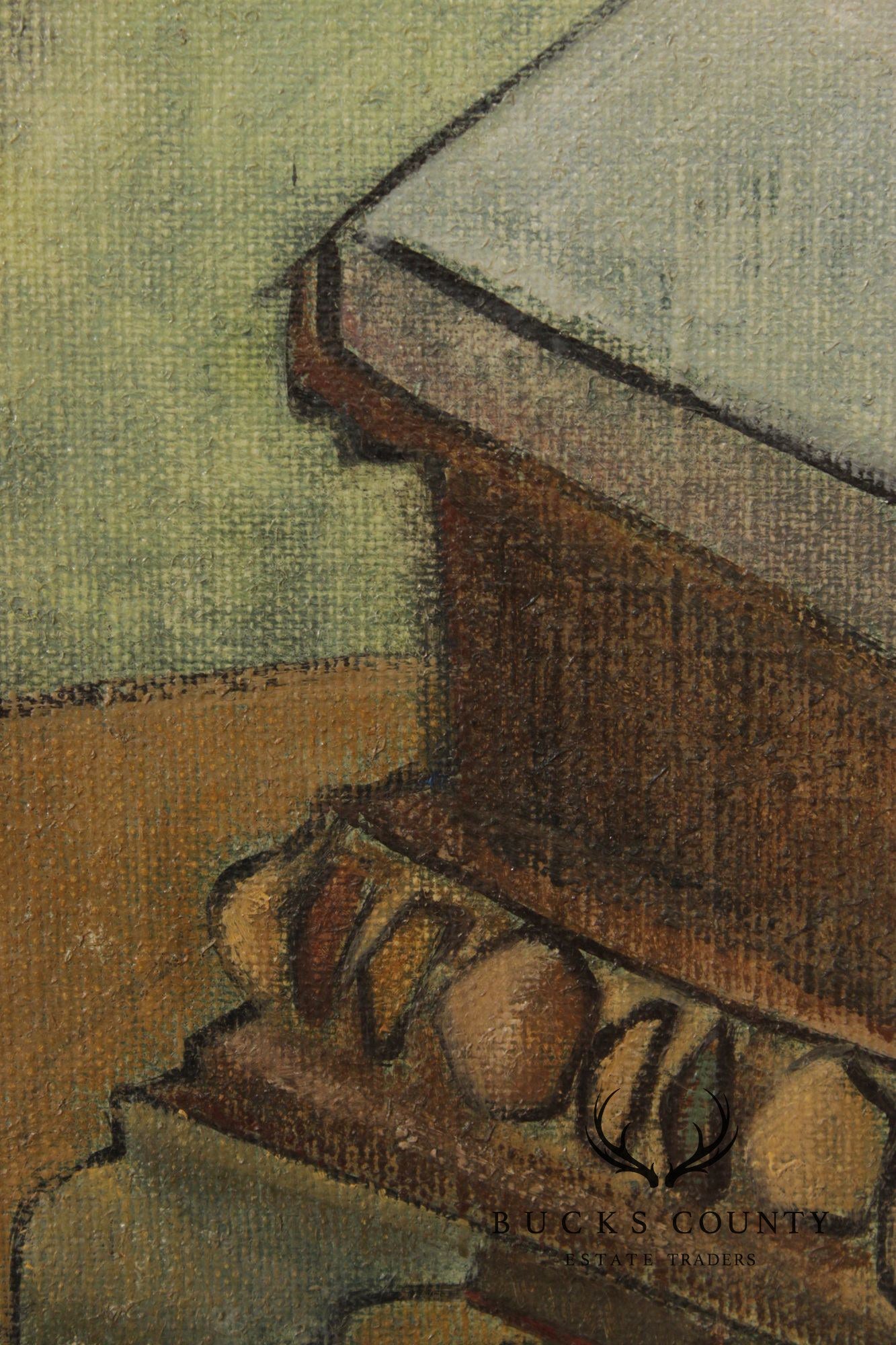 Davetta Greenberg Cubist Style Oil Painting, Scales