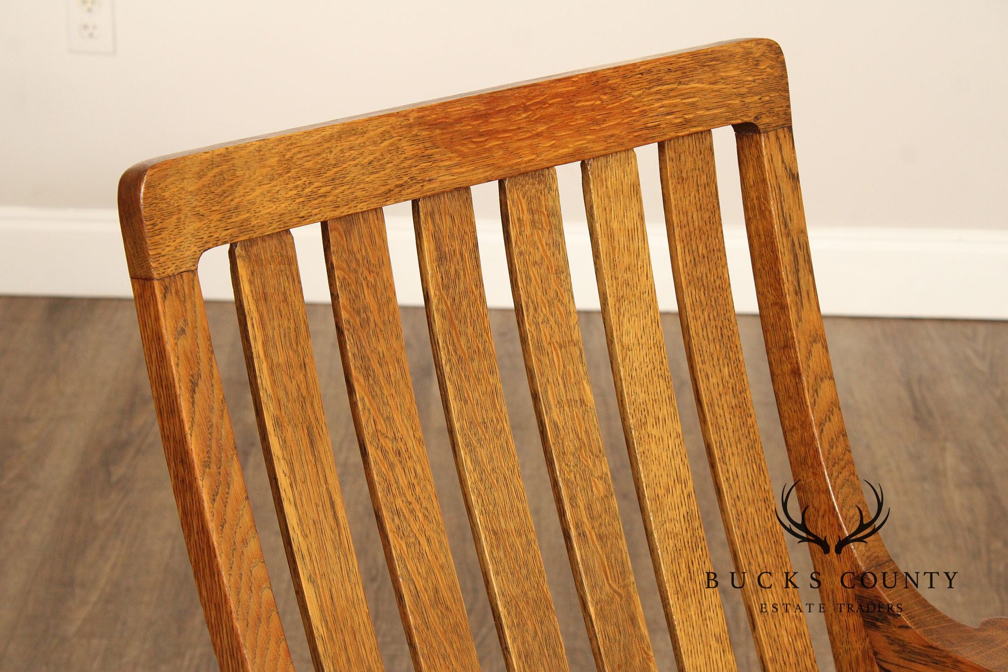 Antique Arts & Crafts Slatted Oak Rocker