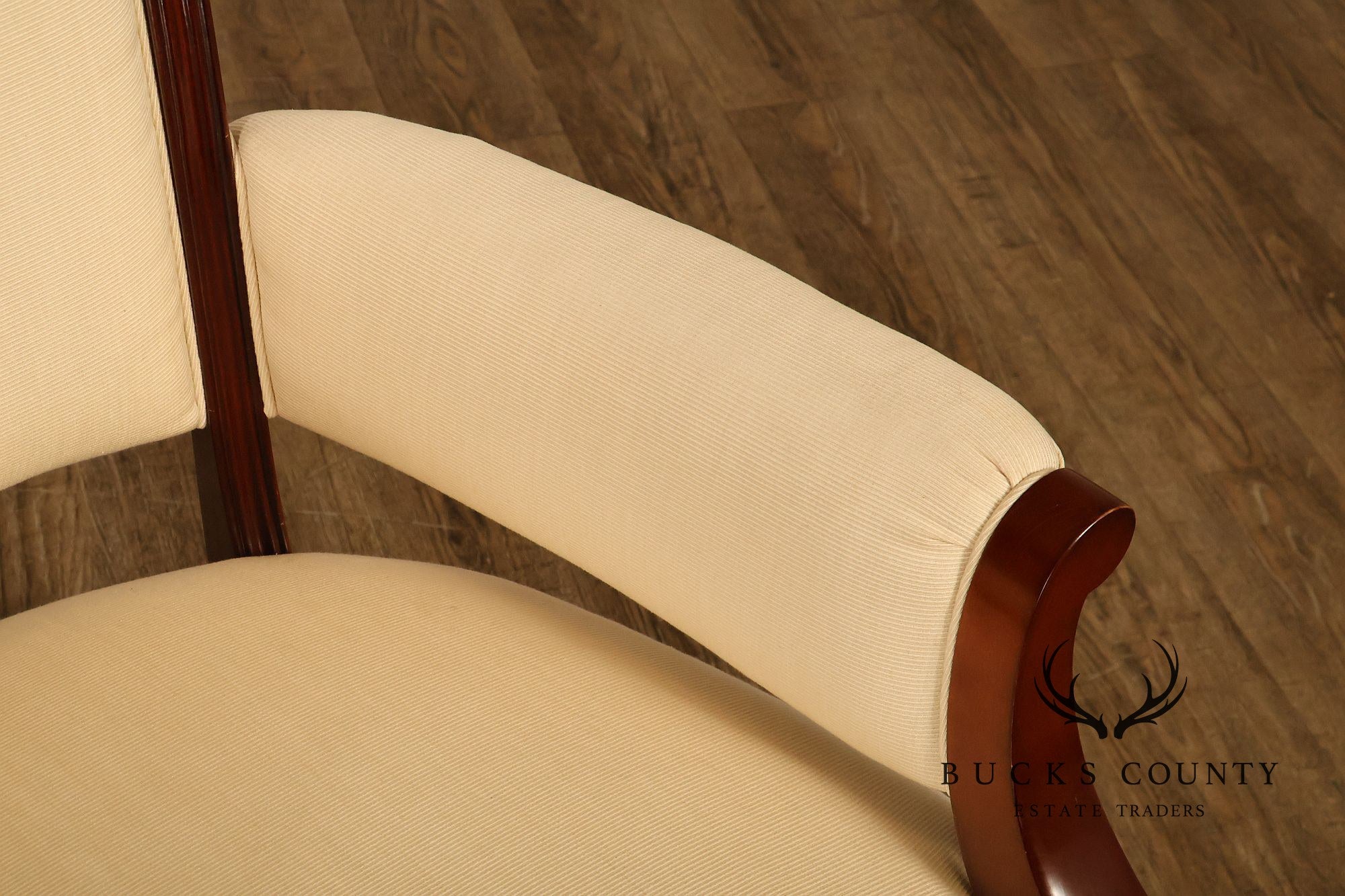 Baker French Art Deco Style Pair of Mahogany Armchairs