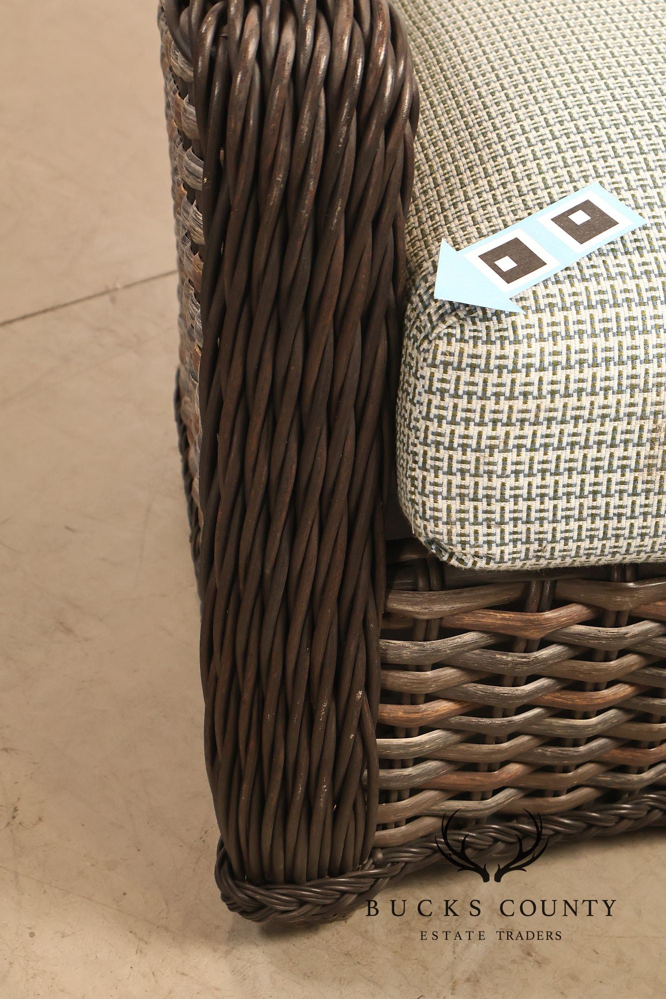 Lane Venture Pair Of Woven Wicker Outdoor Lounge Club Chairs With Cushions