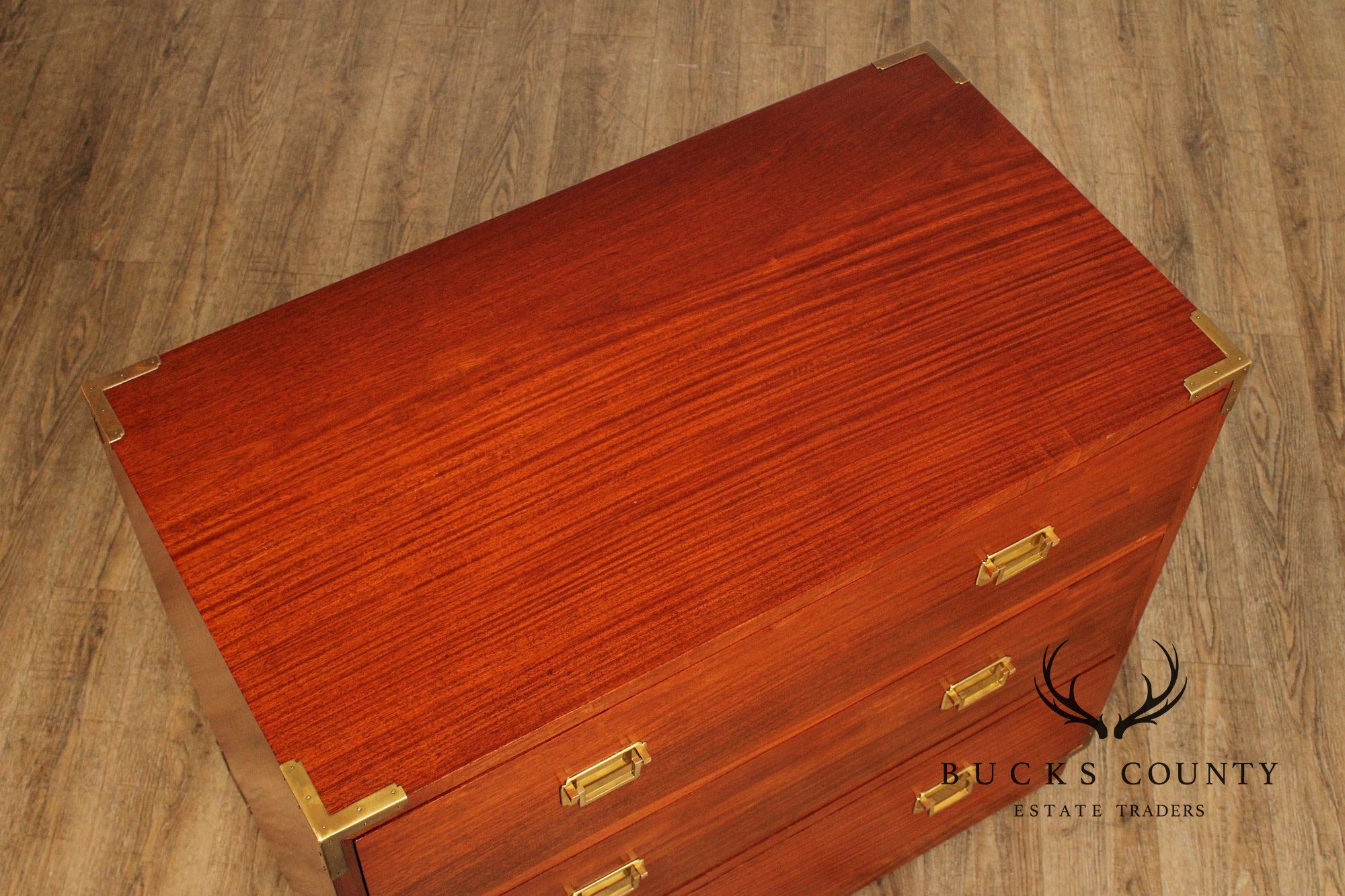 Campaign Style Brass Bound Rosewood Chest of Drawers