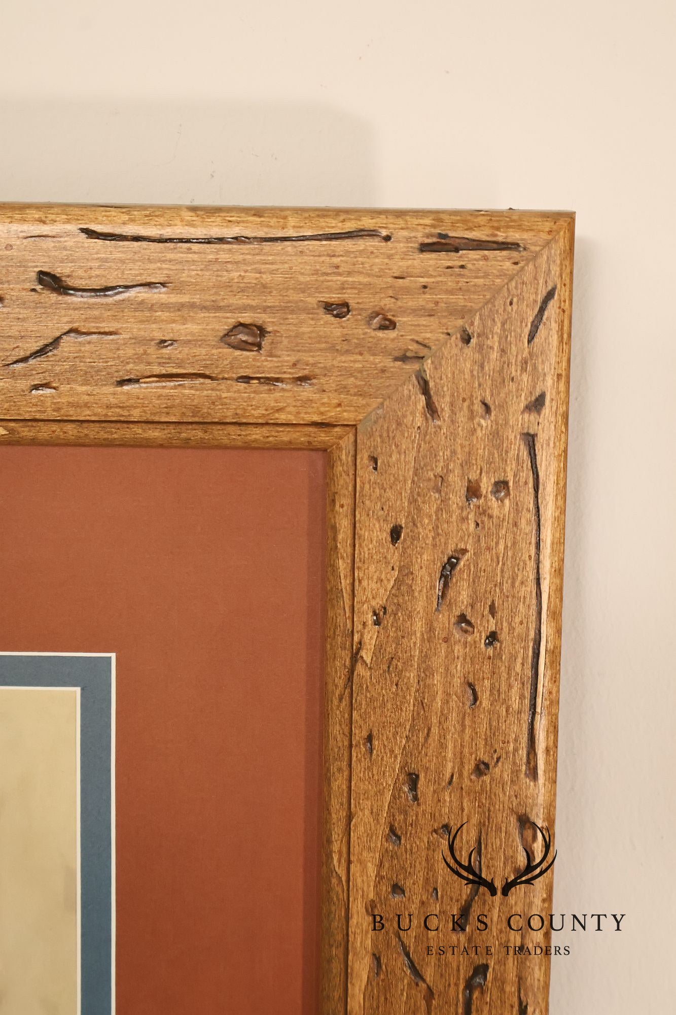 Double Matted Wood Framed Lithograph of Gustav Stickley Portrait