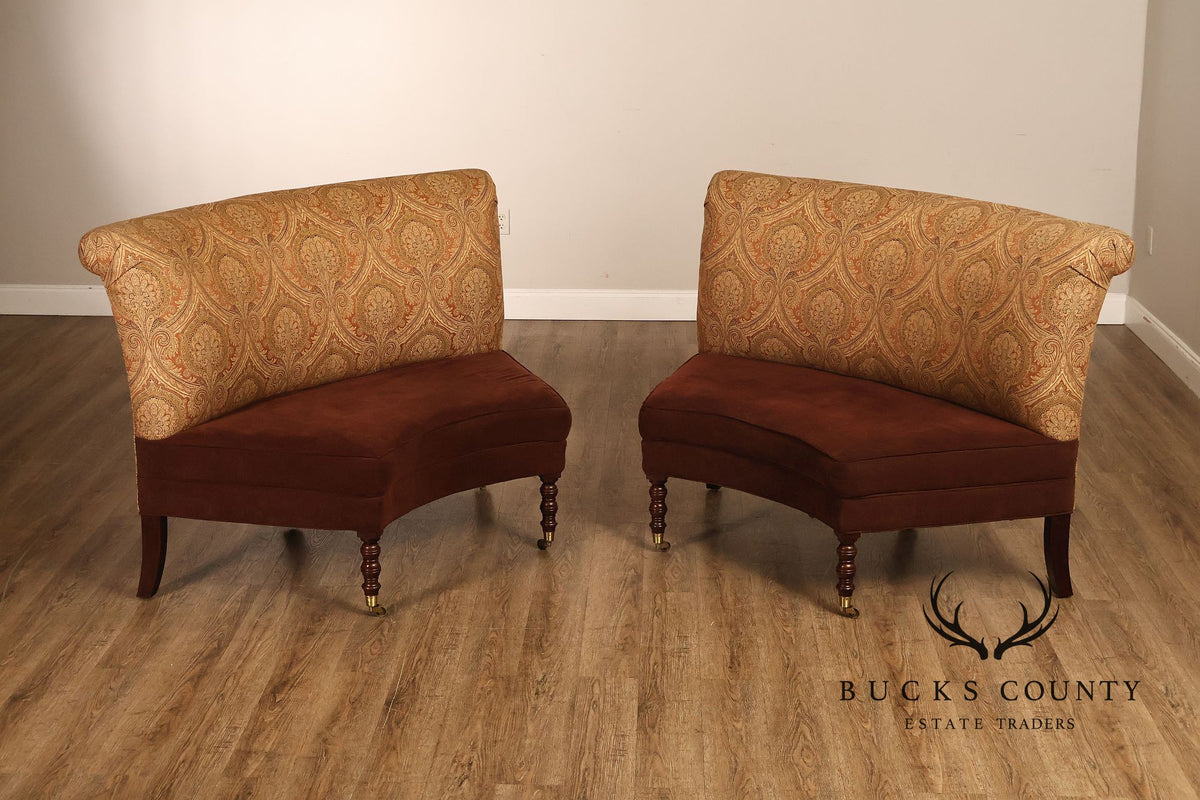 Traditional Pair of Curved Settees