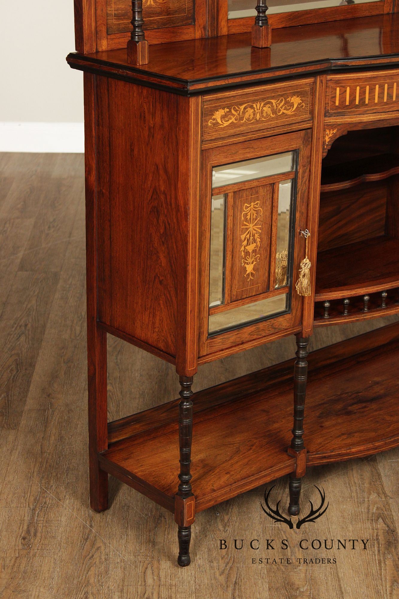 Antique Edwardian Inlaid Rosewood Sideboard