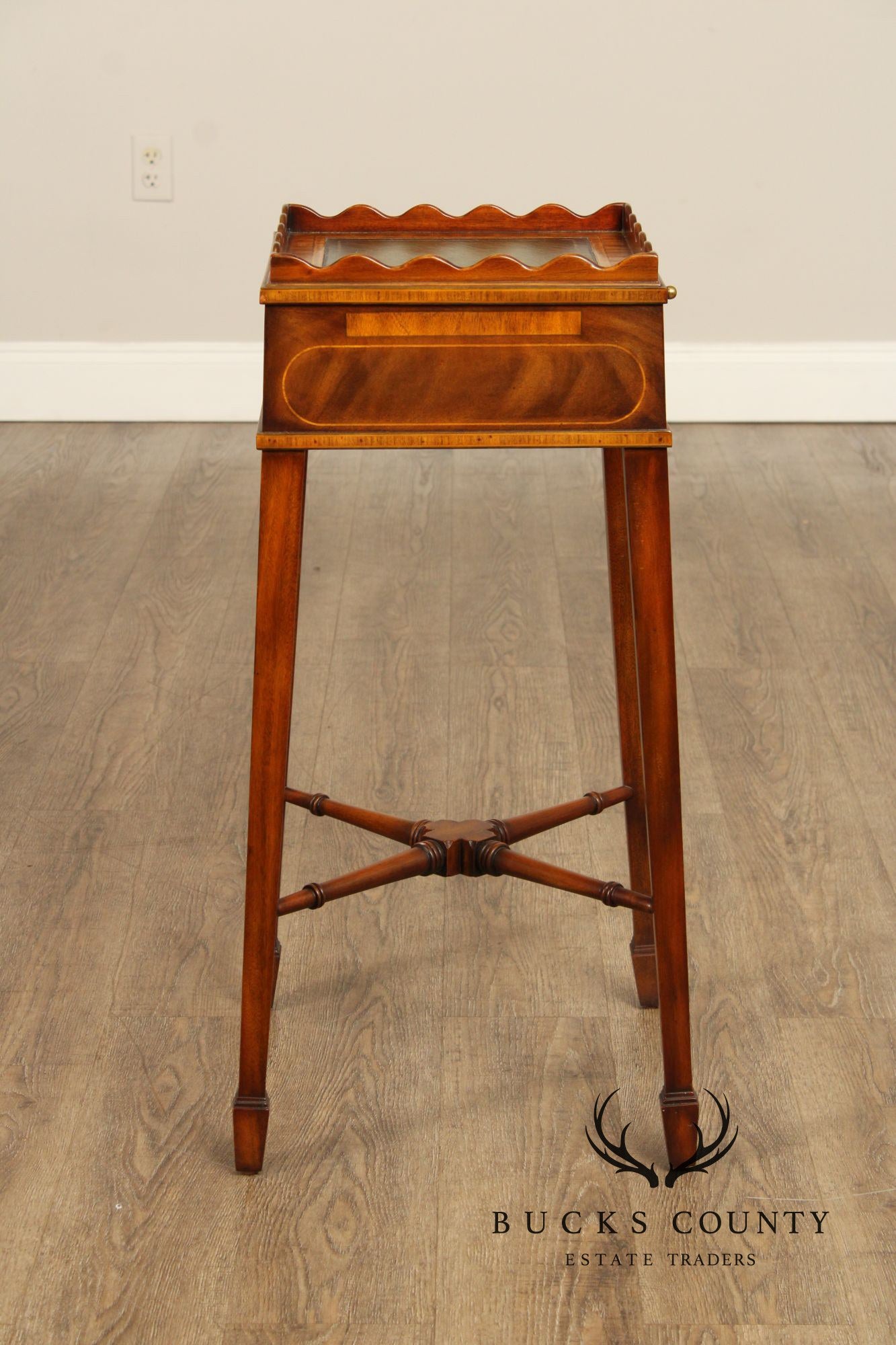 Maitland Smith Federal Style Leather Top Mahogany Stand