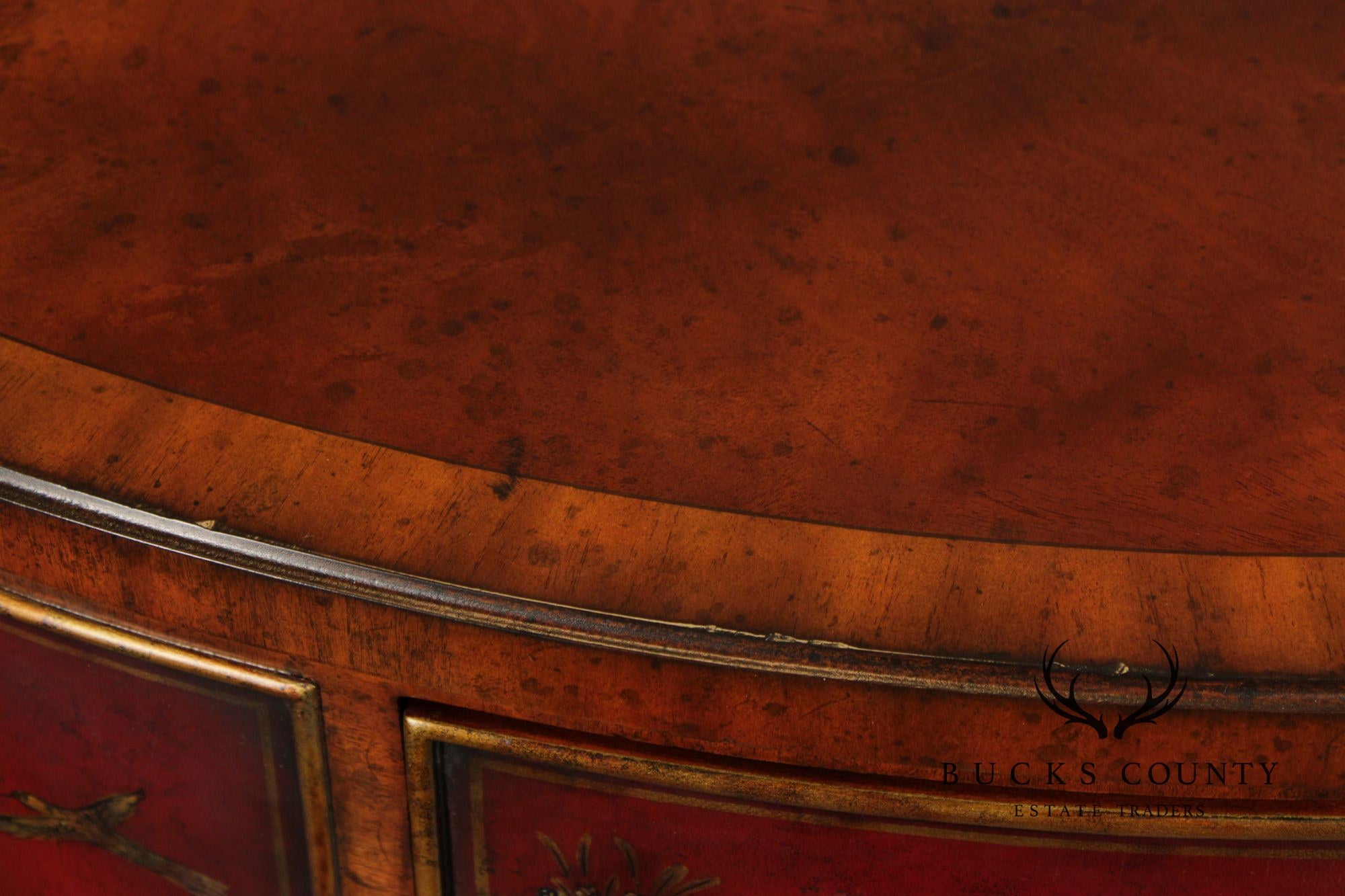 MAITLAND SMITH CHINOISERIE DECORATED DEMILUNE SIDEBOARD