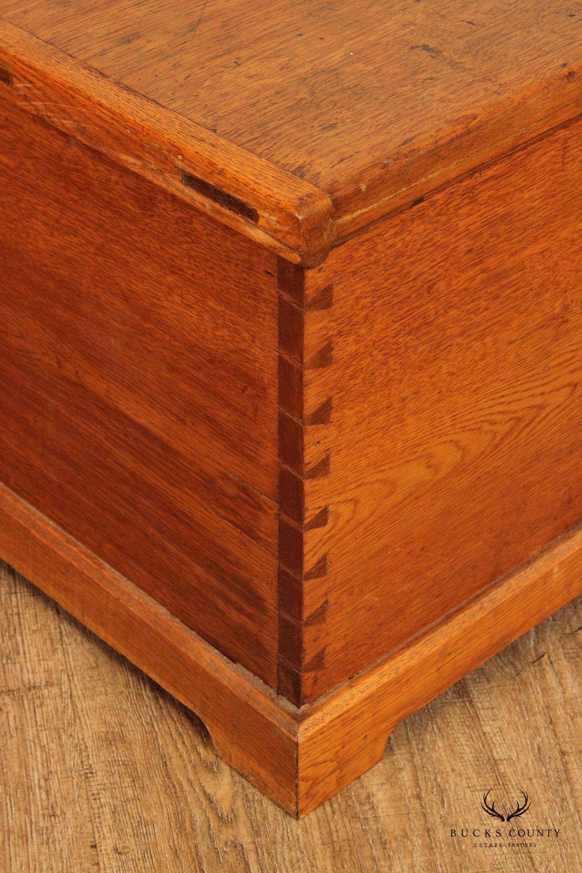 Antique Solid Oak Dovetailed Blanket Chest