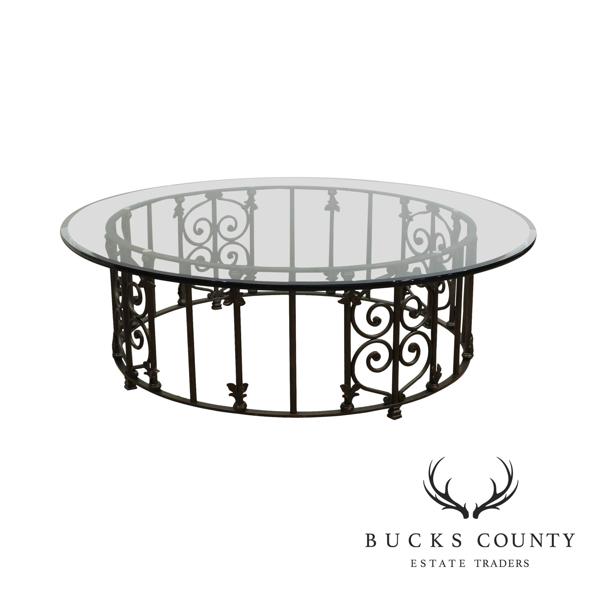 Custom Wrought Iron 60" Glass Top Coffee Table