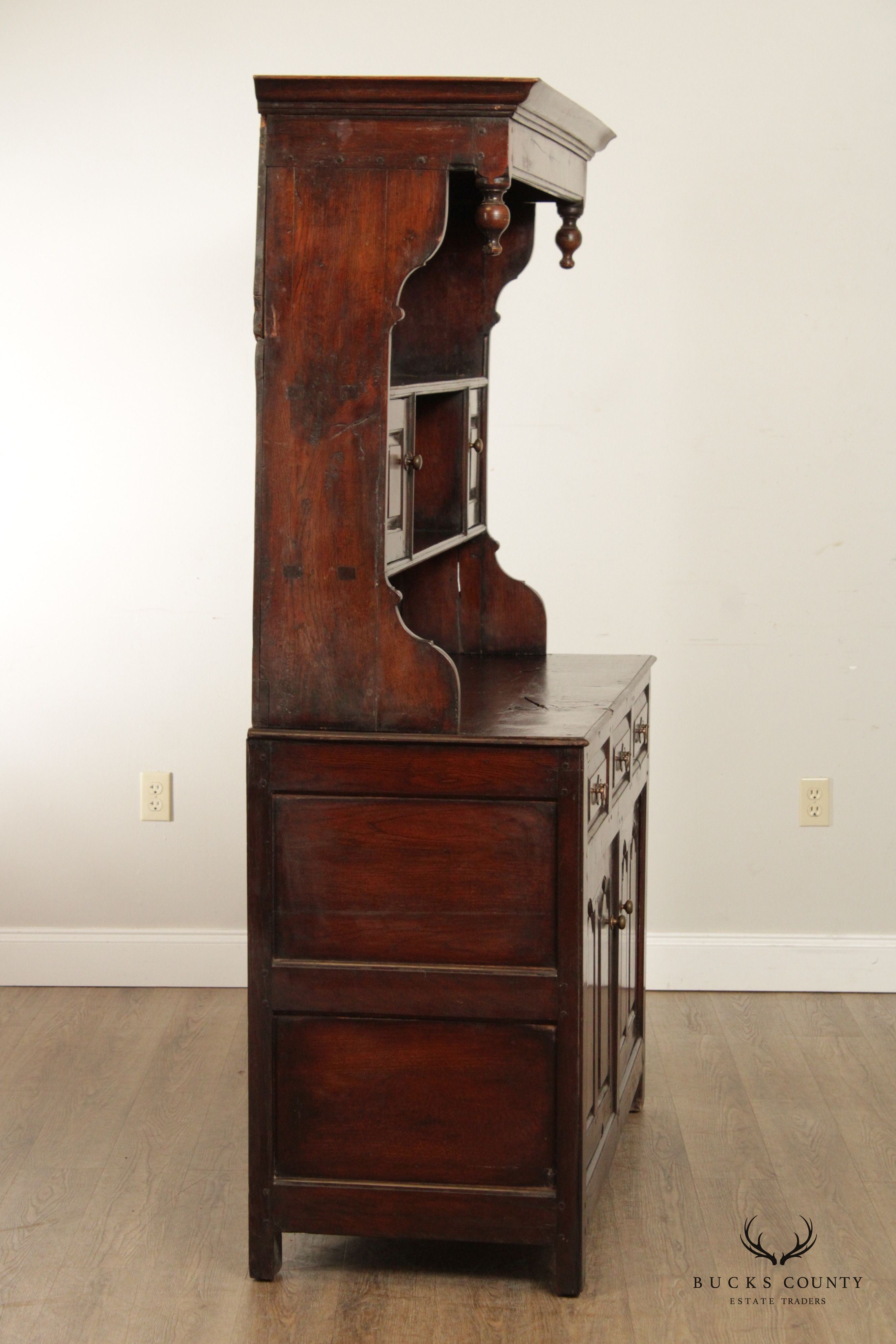 Antique English Oak Plate Cupboard or Hutch