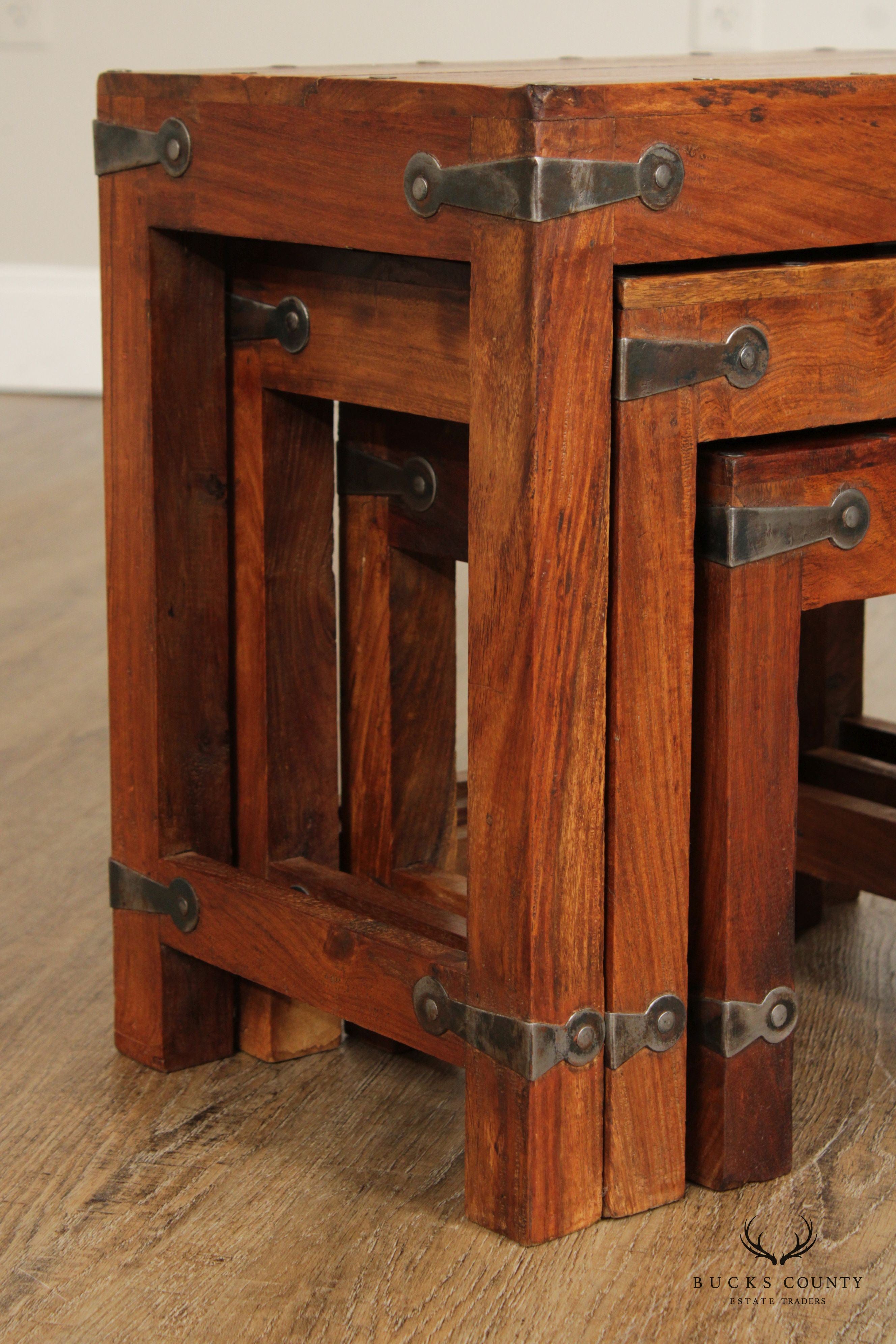 SPANISH COLONIAL STYLE SET OF 3  SOLID HARDWOOD NESTING TABLES