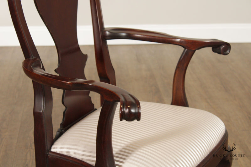 Stickley Queen Anne Style Set of Six Carved Mahogany Dining Chairs