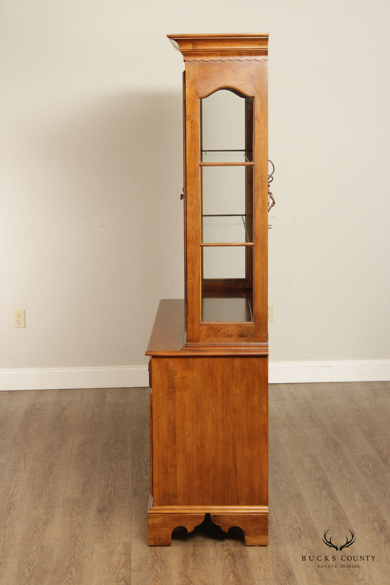 Ethan Allen 'Circa 1776' Two-Piece Maple China Display Cabinet