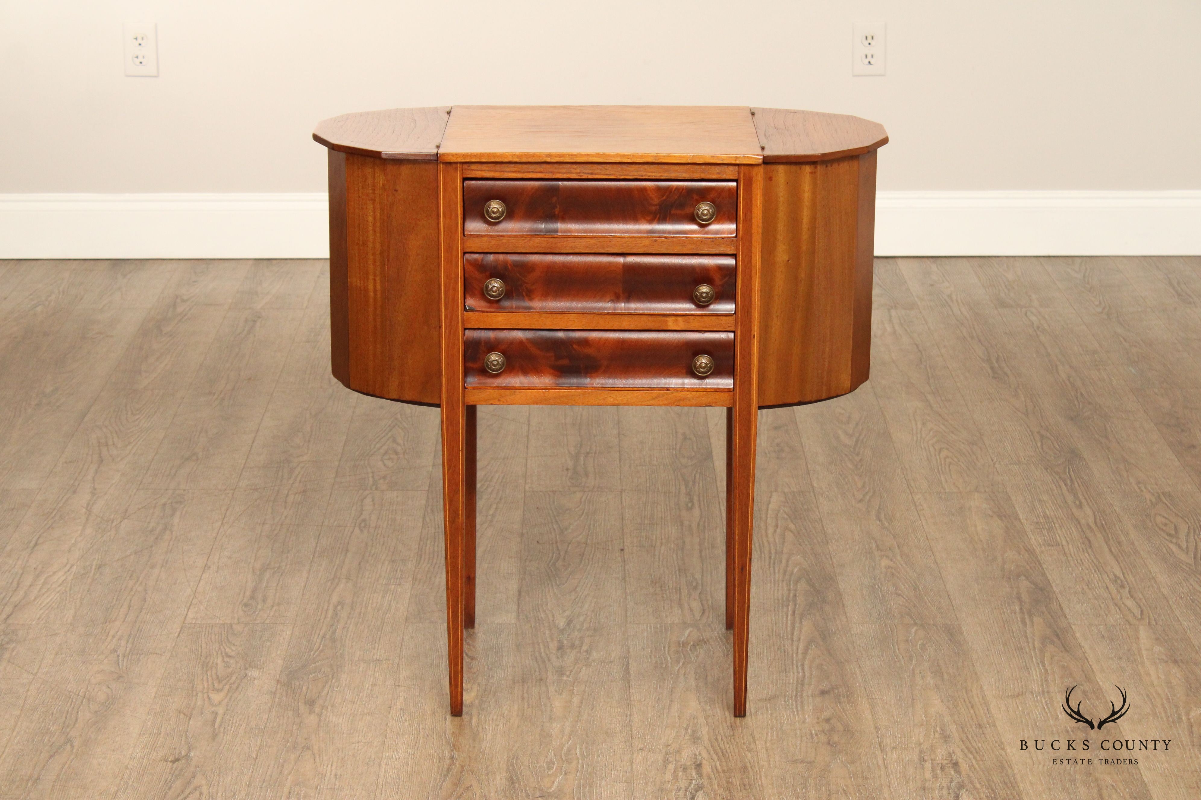 Antique 19th Century Martha Washington Style Mahogany Sewing Table