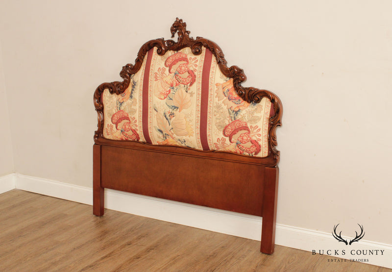 William Switzer French Louis XV Style Carved and Upholstered Full Size Headboard