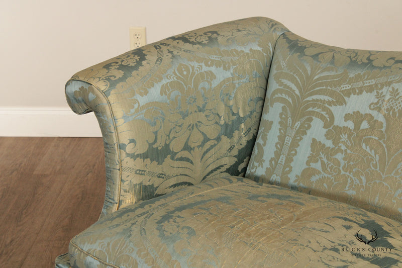 Chippendale Style Custom Carved Mahogany Frame Camelback Sofa