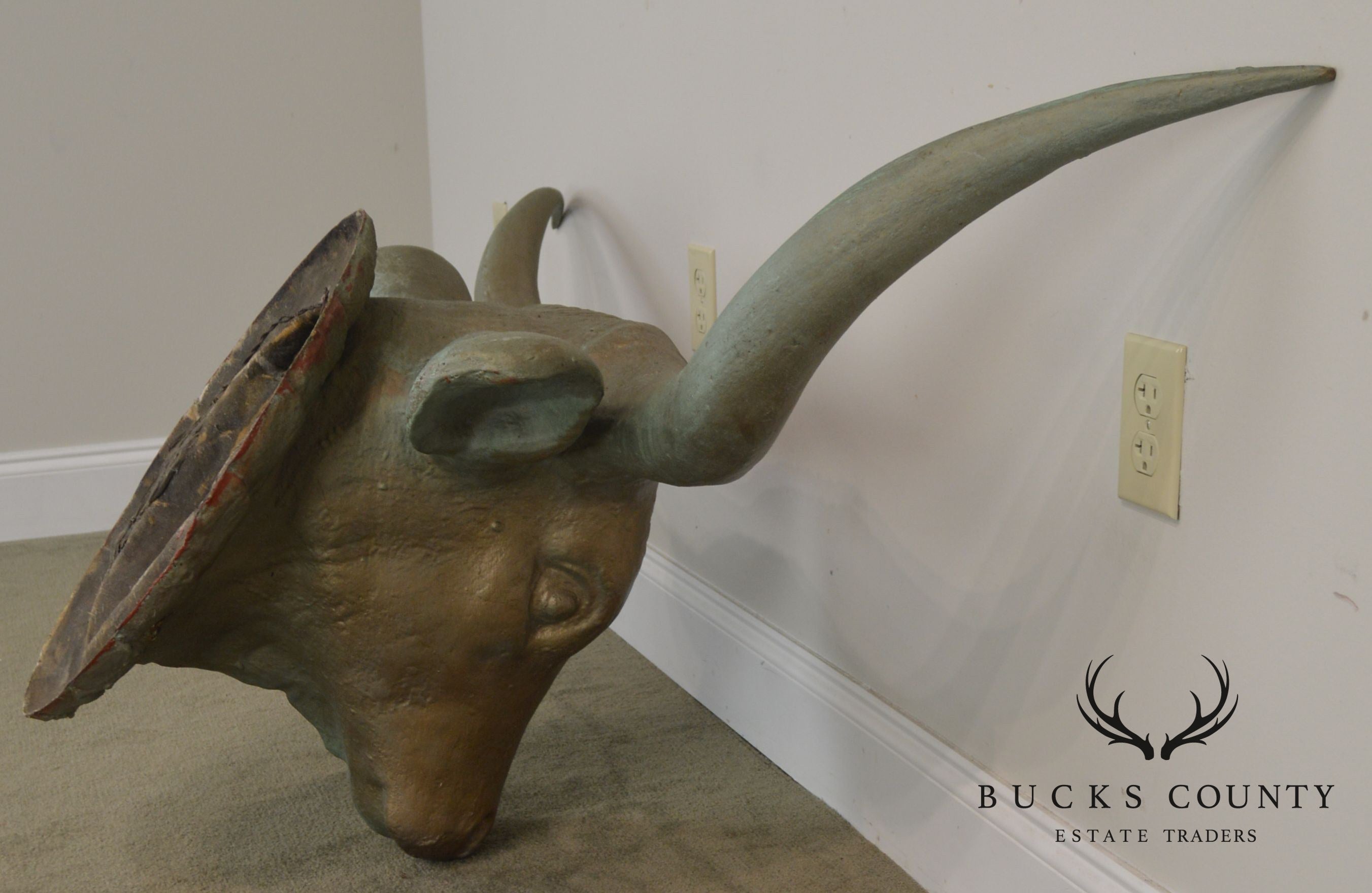 1960's Vintage Life Size Fiberglass Bull Head Wall Mount