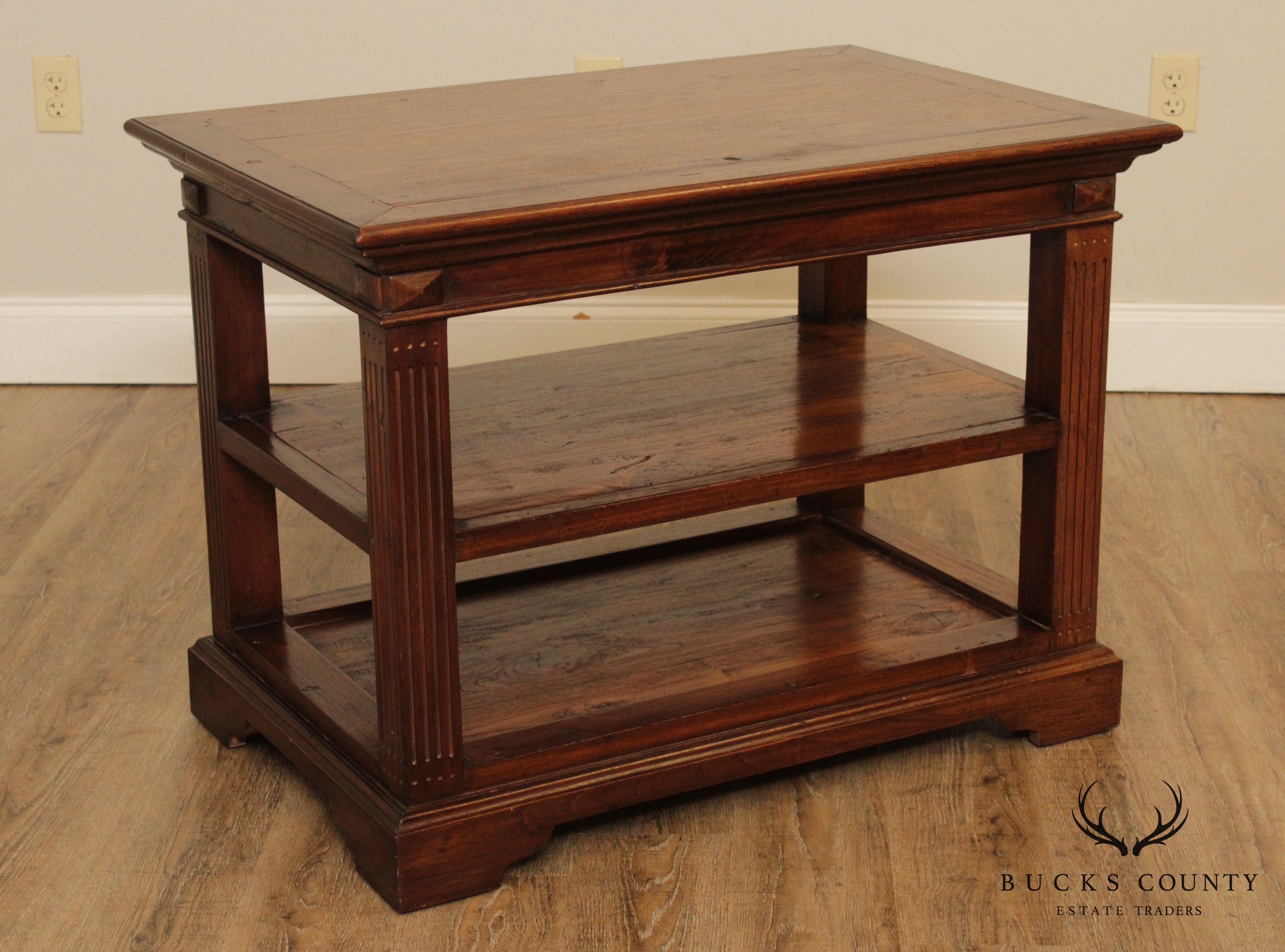 Rustic Hardwood 3 Tier Side Table