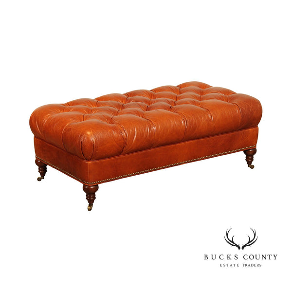 Wesley Hall Regency Style Tufted Leather 'Whitman' Ottoman