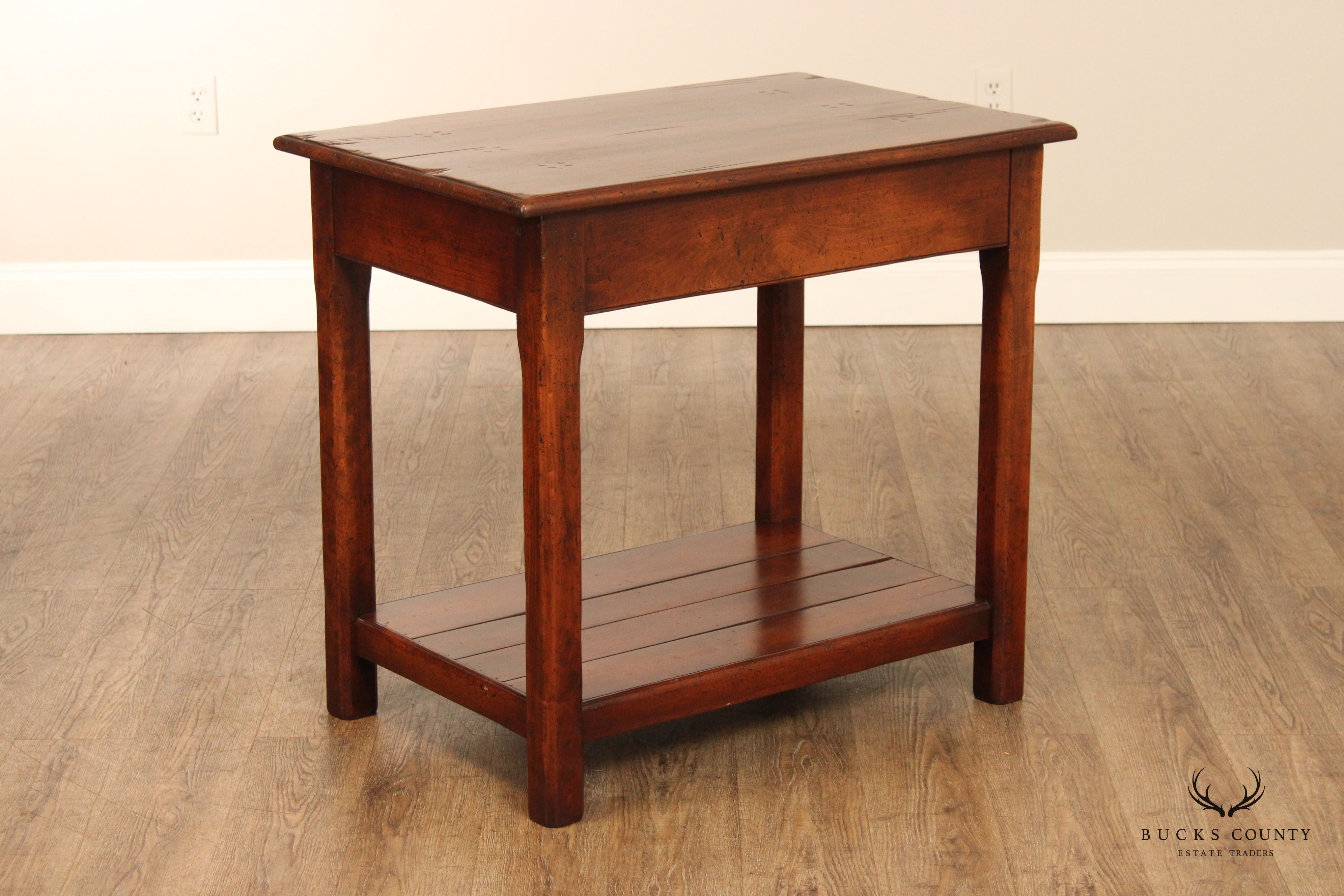 Rustic Chippendale Style One Drawer Two-Tier Work Table