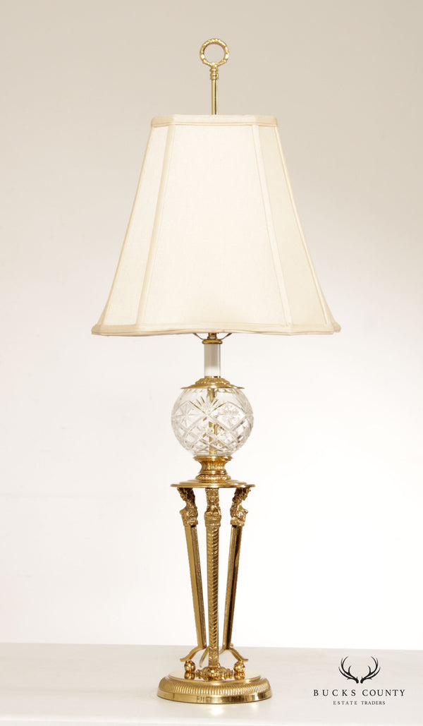 Decorative Crafts Inc. Cut Glass and Brass Figural Center Lamp