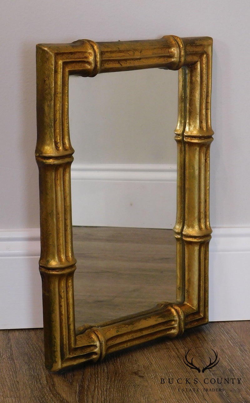 Hollywood Regency Vintage Faux Bamboo Gilt Frame Mirror