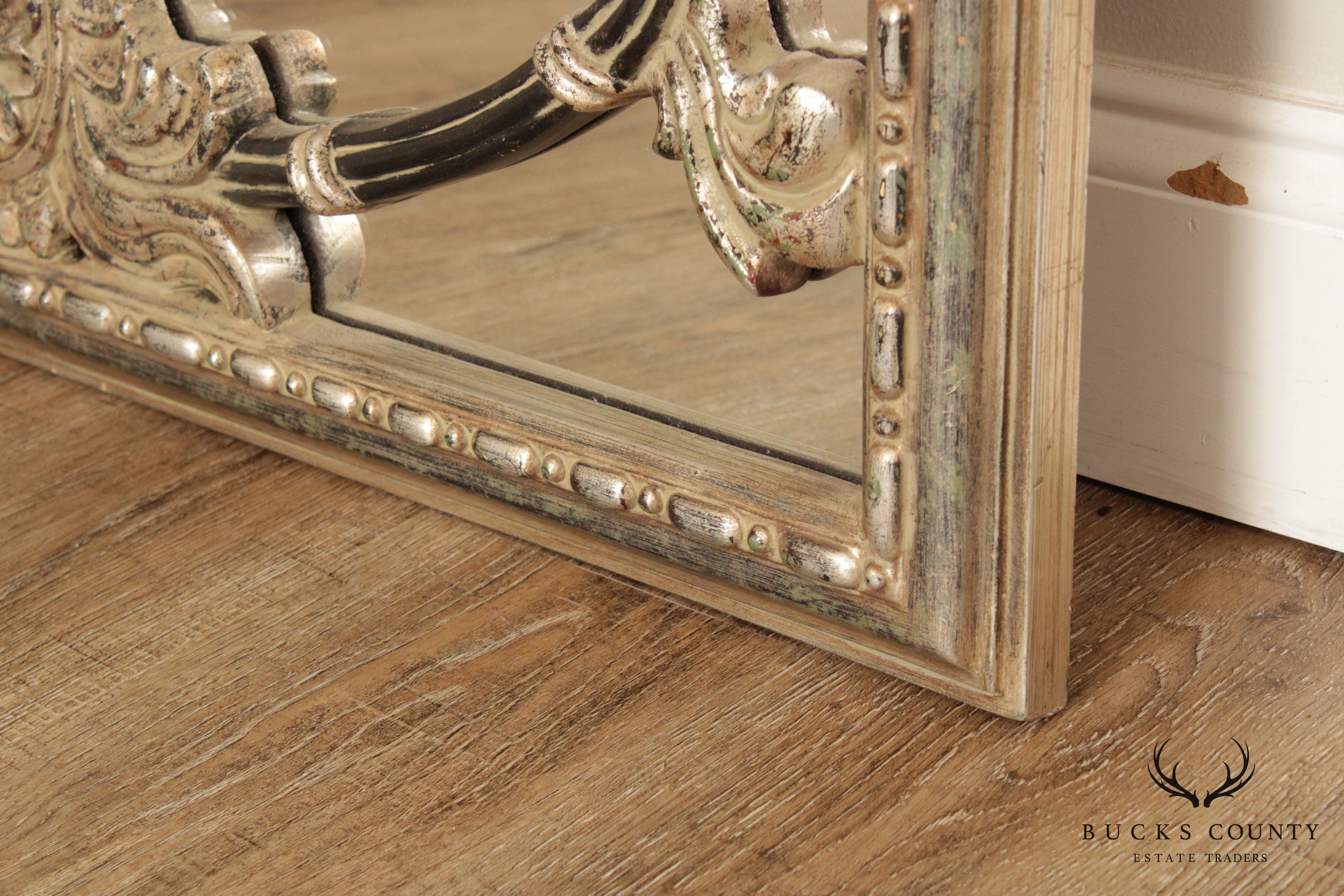 French Louis XV Style Silver Gilt Wall Mirror