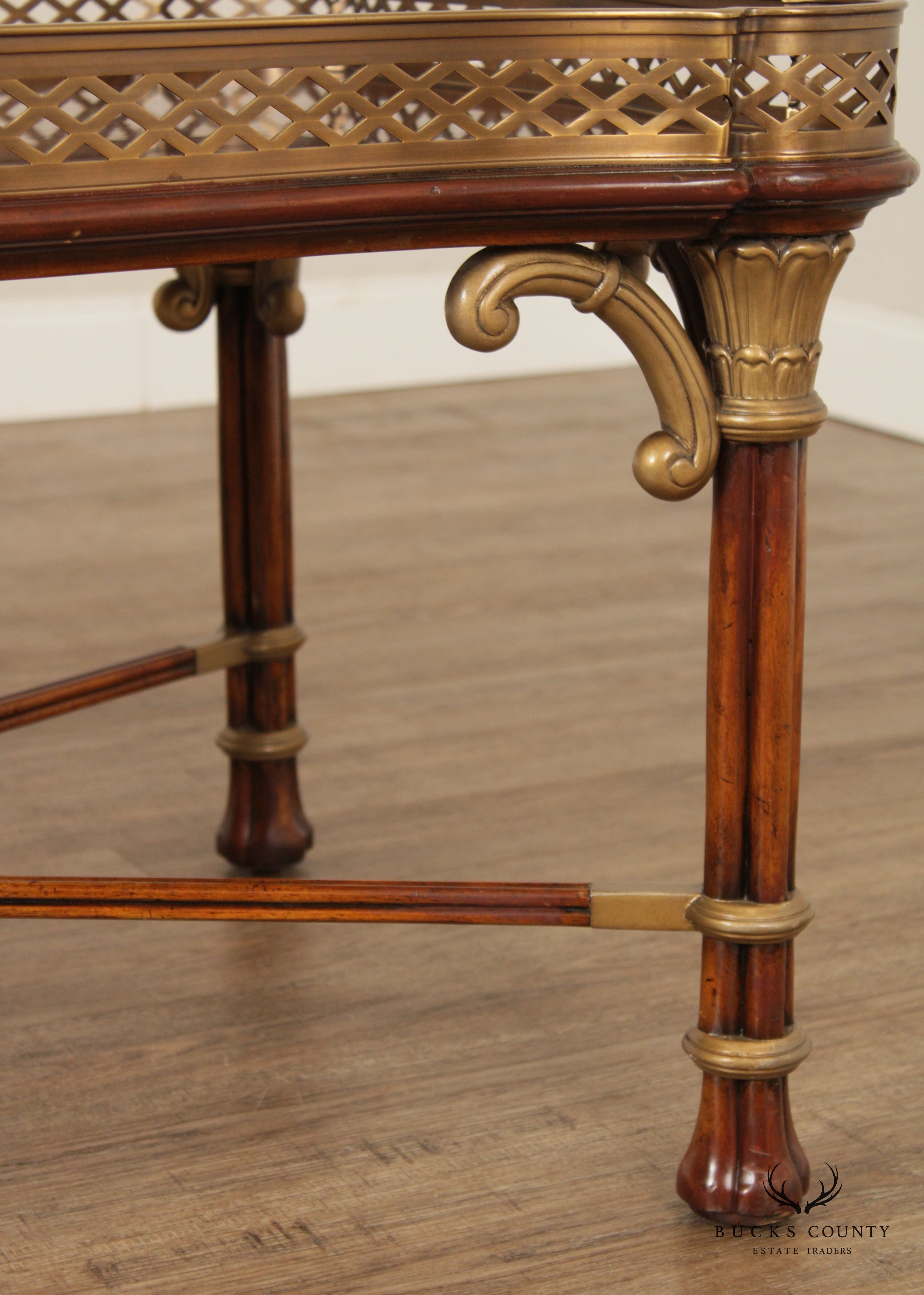 Lillian August For Drexel Heritage Vintage Regency Style Mahogany Cocktail Table