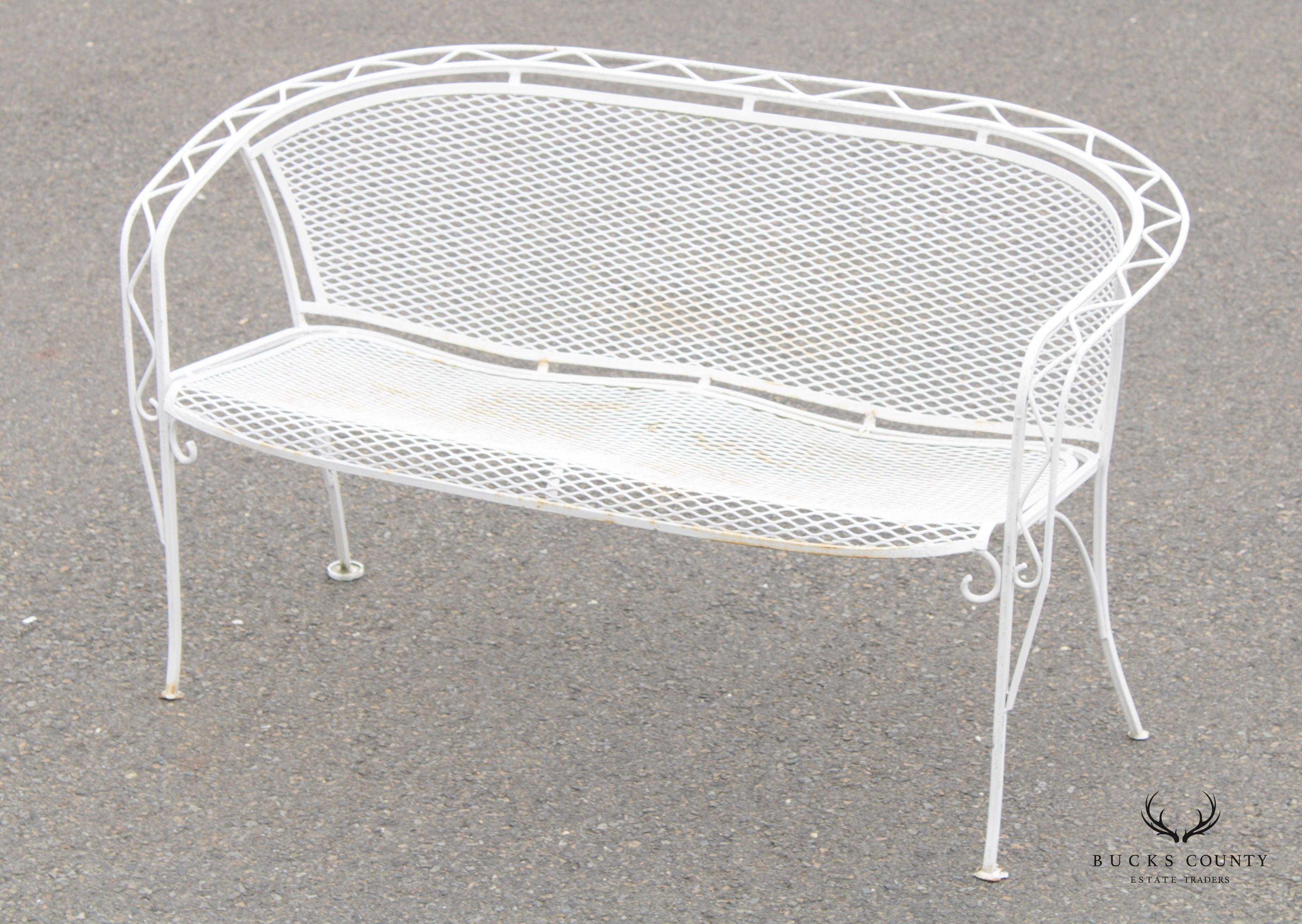 Salterini Mid Century Modern Wrought Iron Garden Bench settee