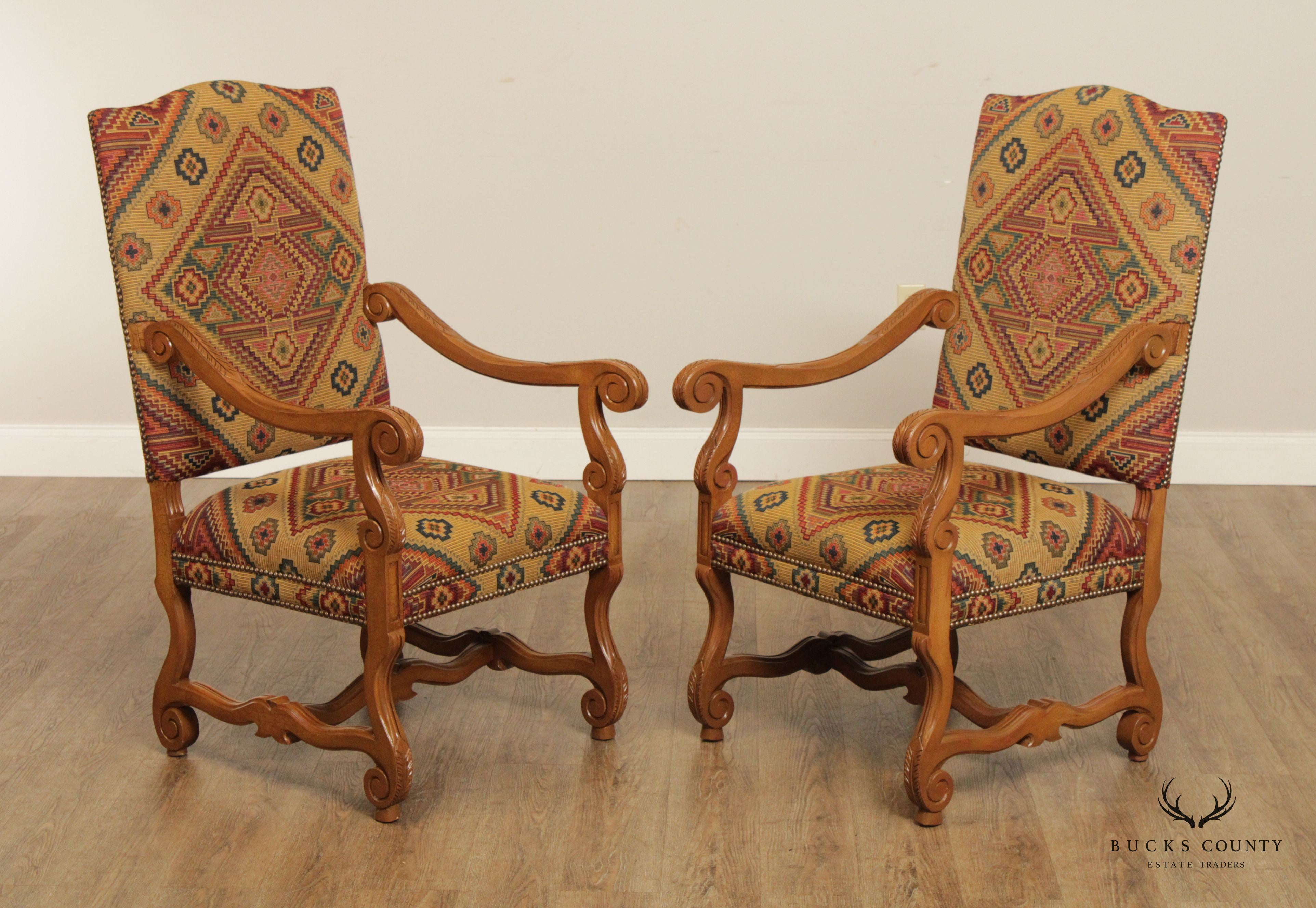 Drexel Heritage French Baroque Style Pair Armchairs