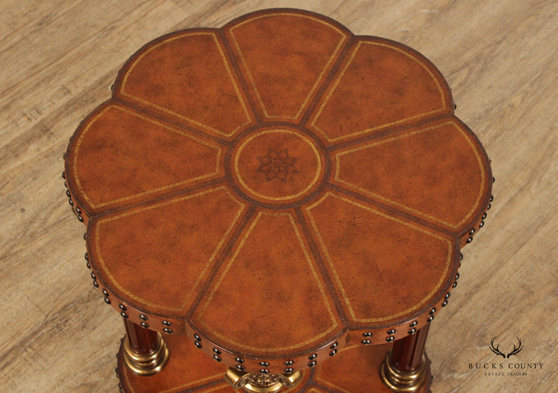 Maitland Smith Neoclassical Style Tooled Leather Accent Table