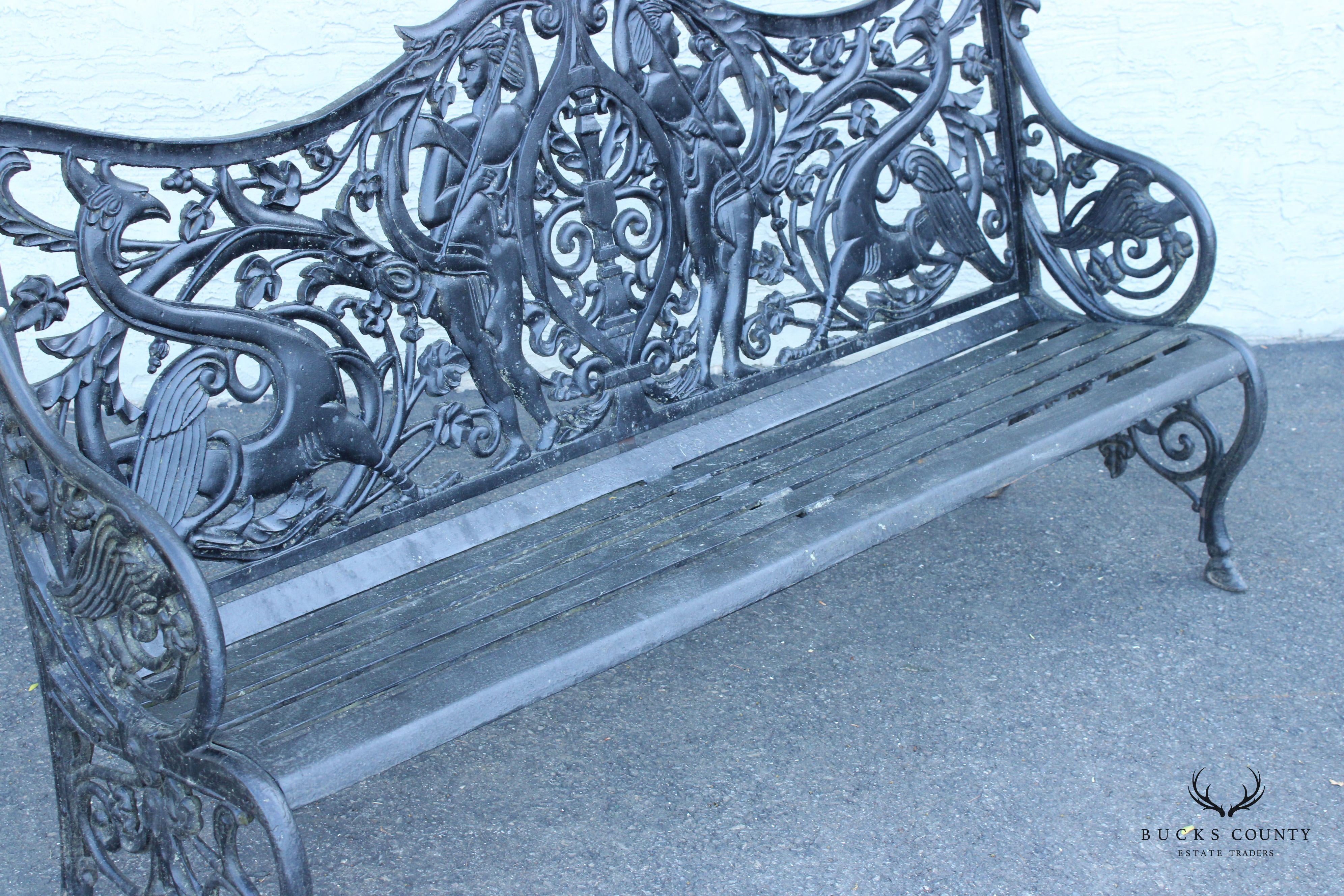 Coalbrookdale Style Cast Iron Outdoor Garden Bench