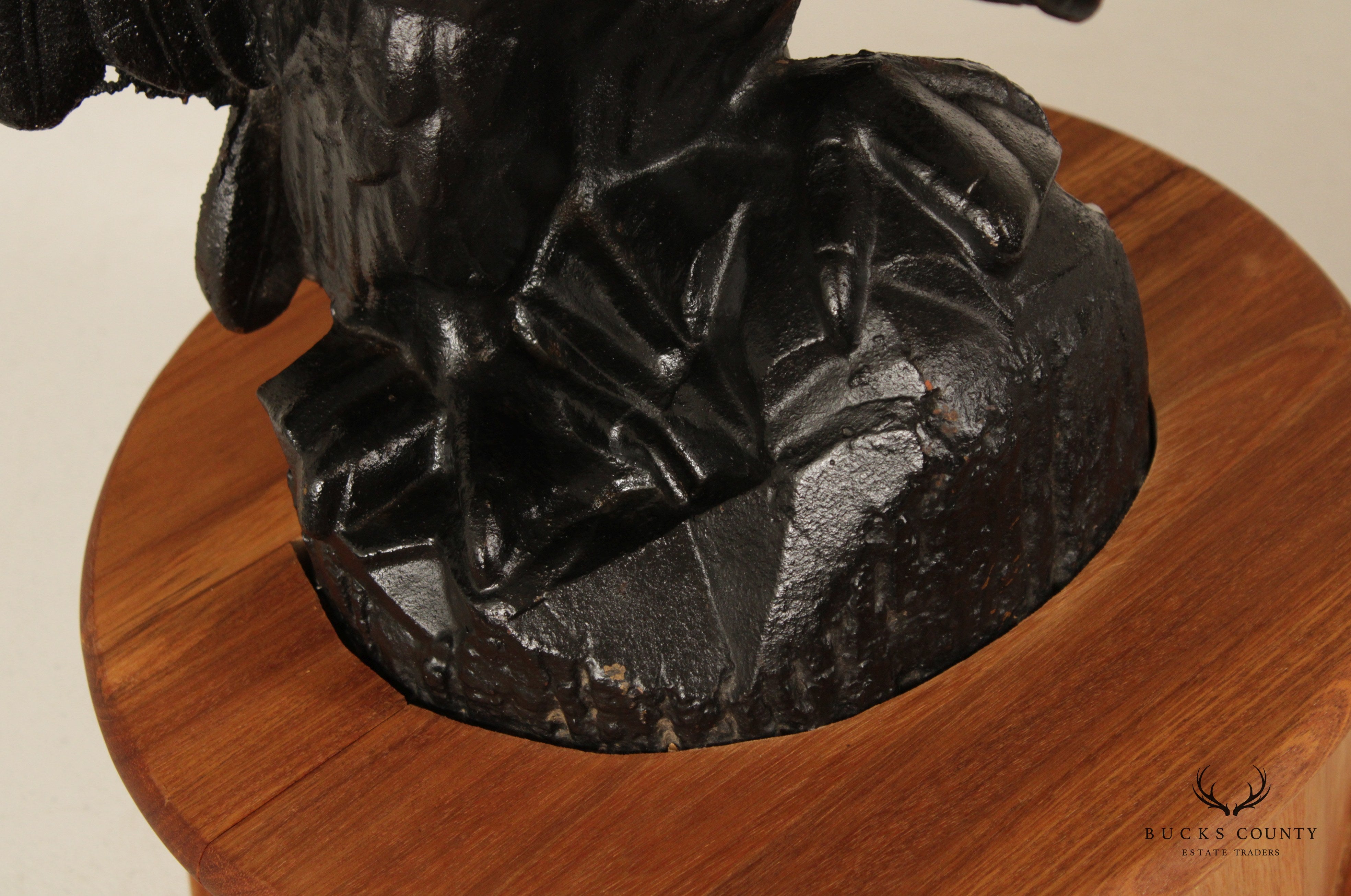 Vintage Cast Iron Eagle Sculpture on Wooden Base