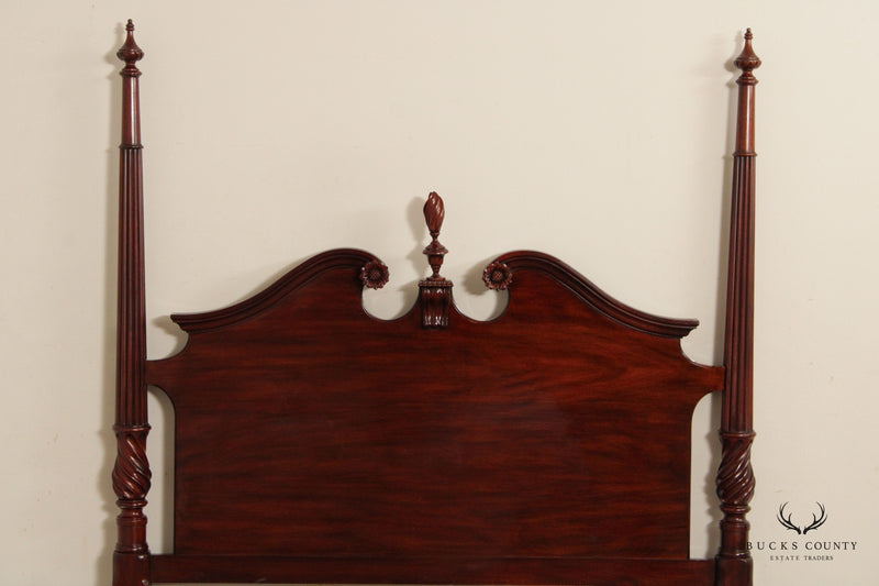 Henkel Harris Chippendale Style Queen Size Mahogany Poster Bed Frame