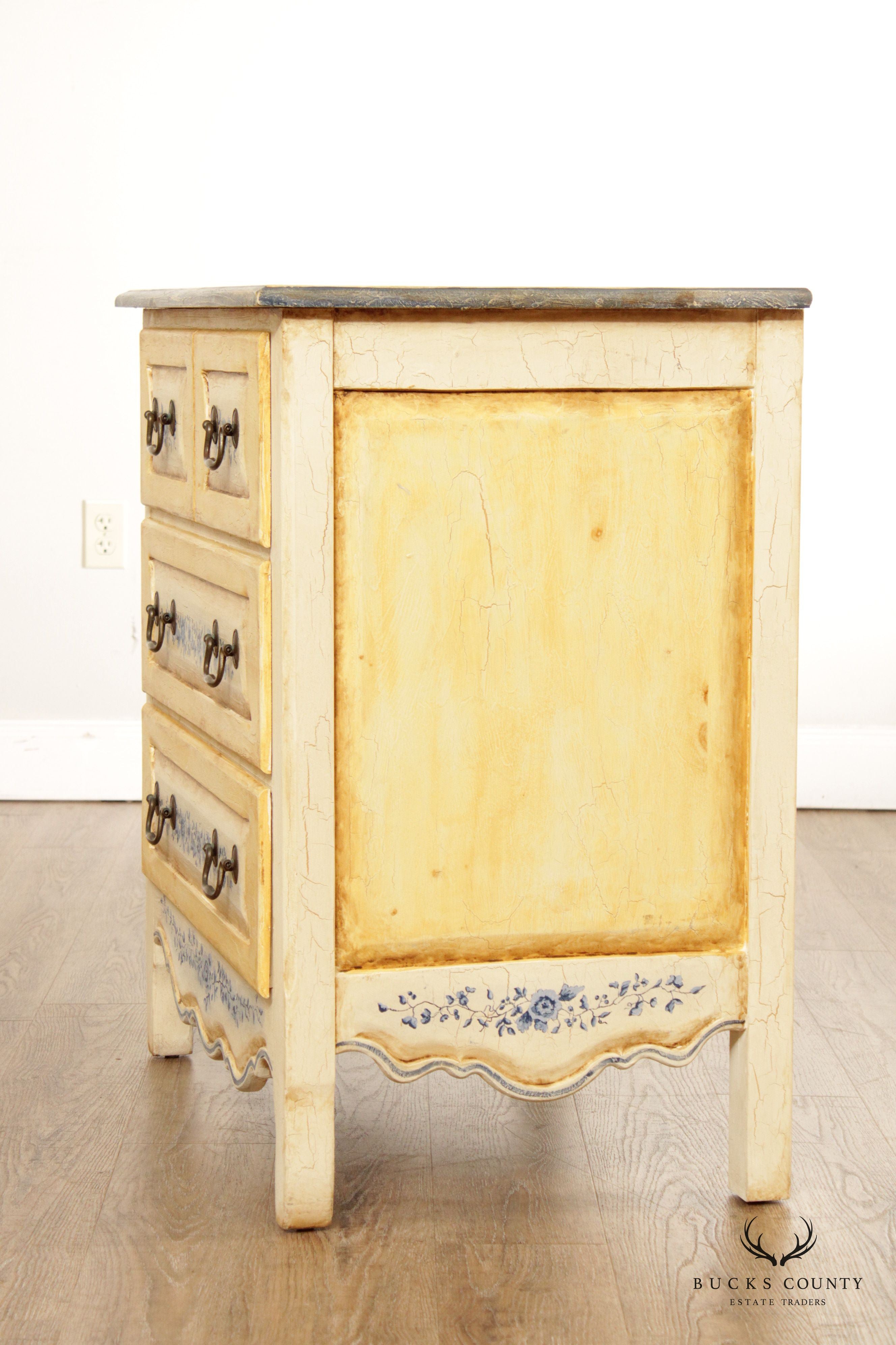 Habersham Plantation Country French Style Paint Decorated Chest of Drawers