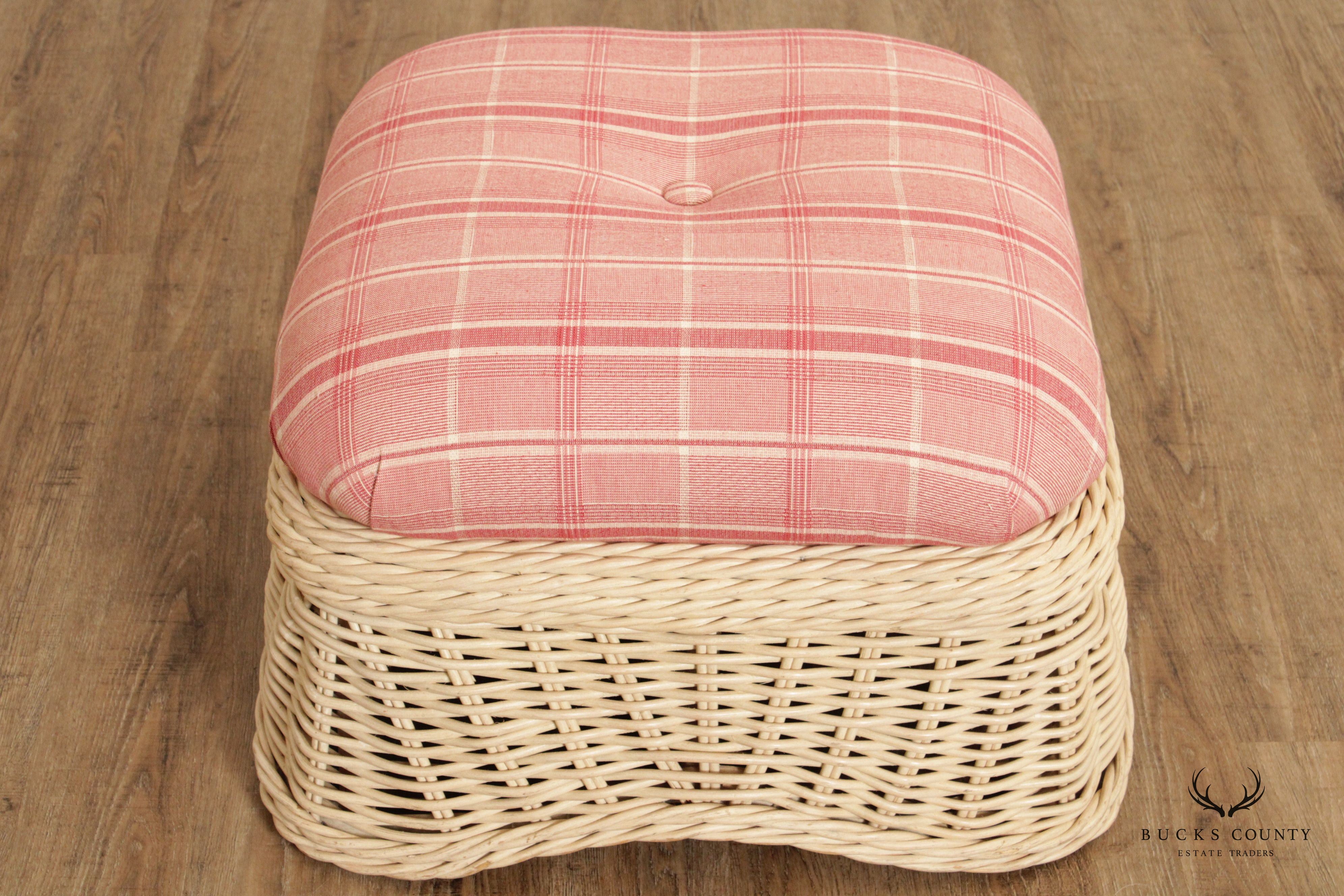 Vintage Quality Woven Wicker Ottoman Footstool