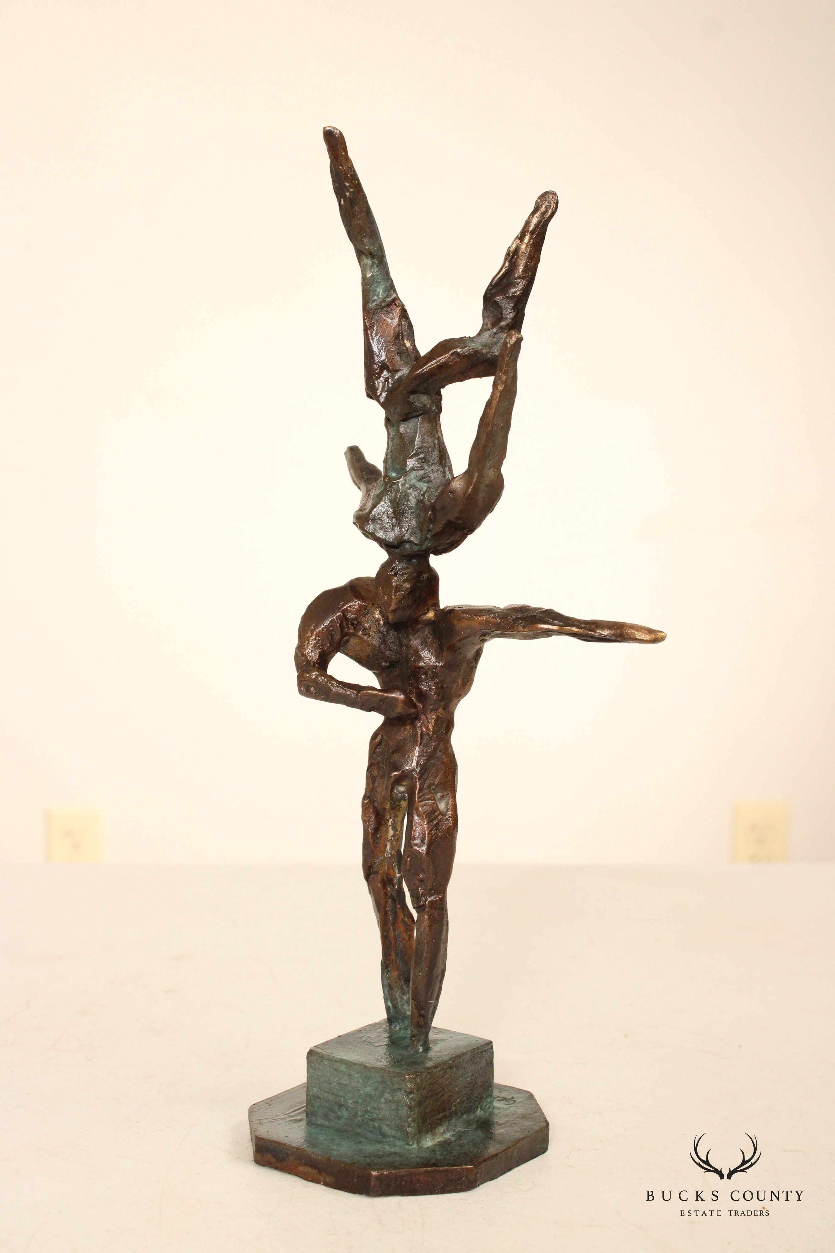 Swedish Modernist Figural Bronze Sculpture by Olof Hellström