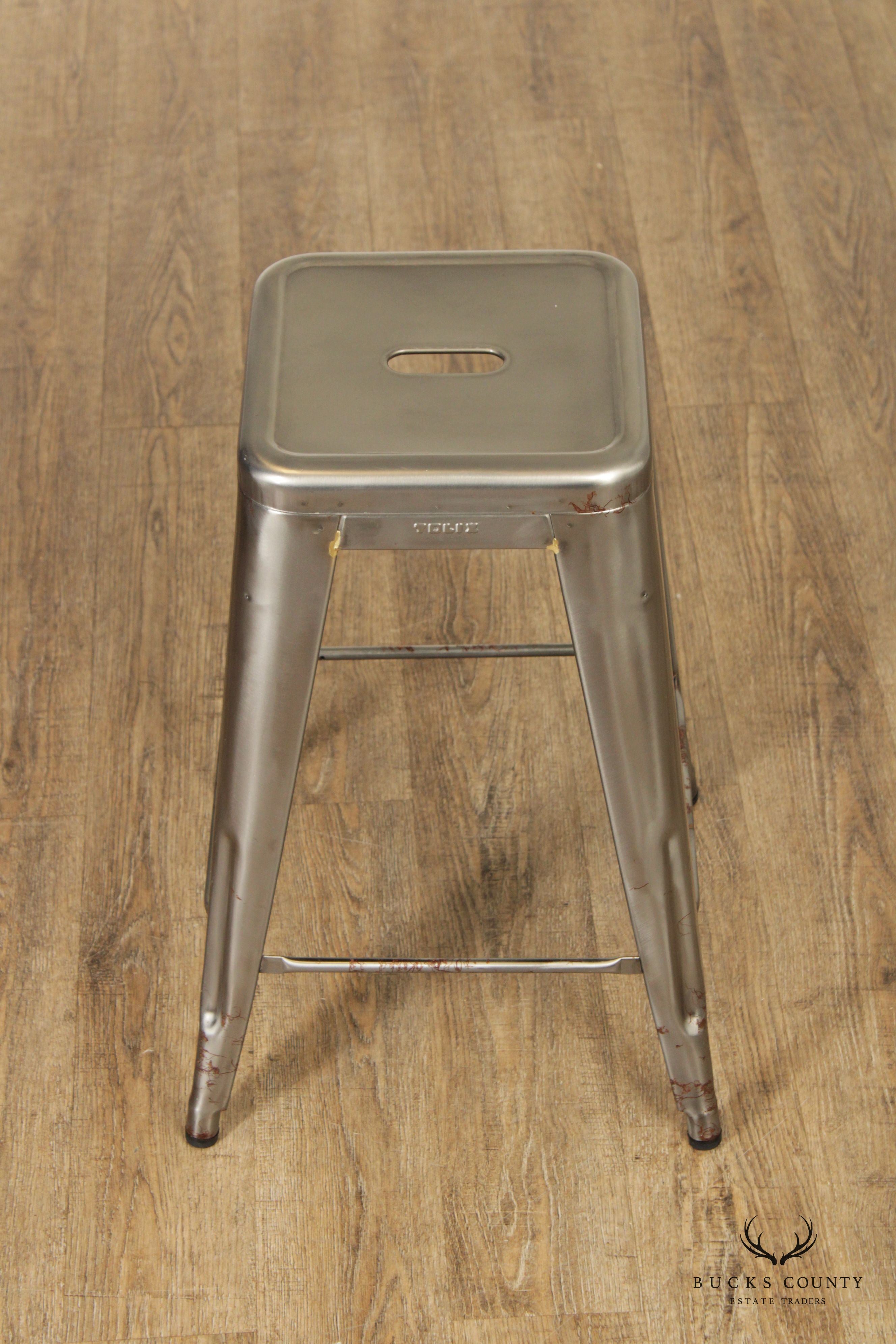 Tolix Industrial Style Set of Four Galvanized Steel Counter Stools