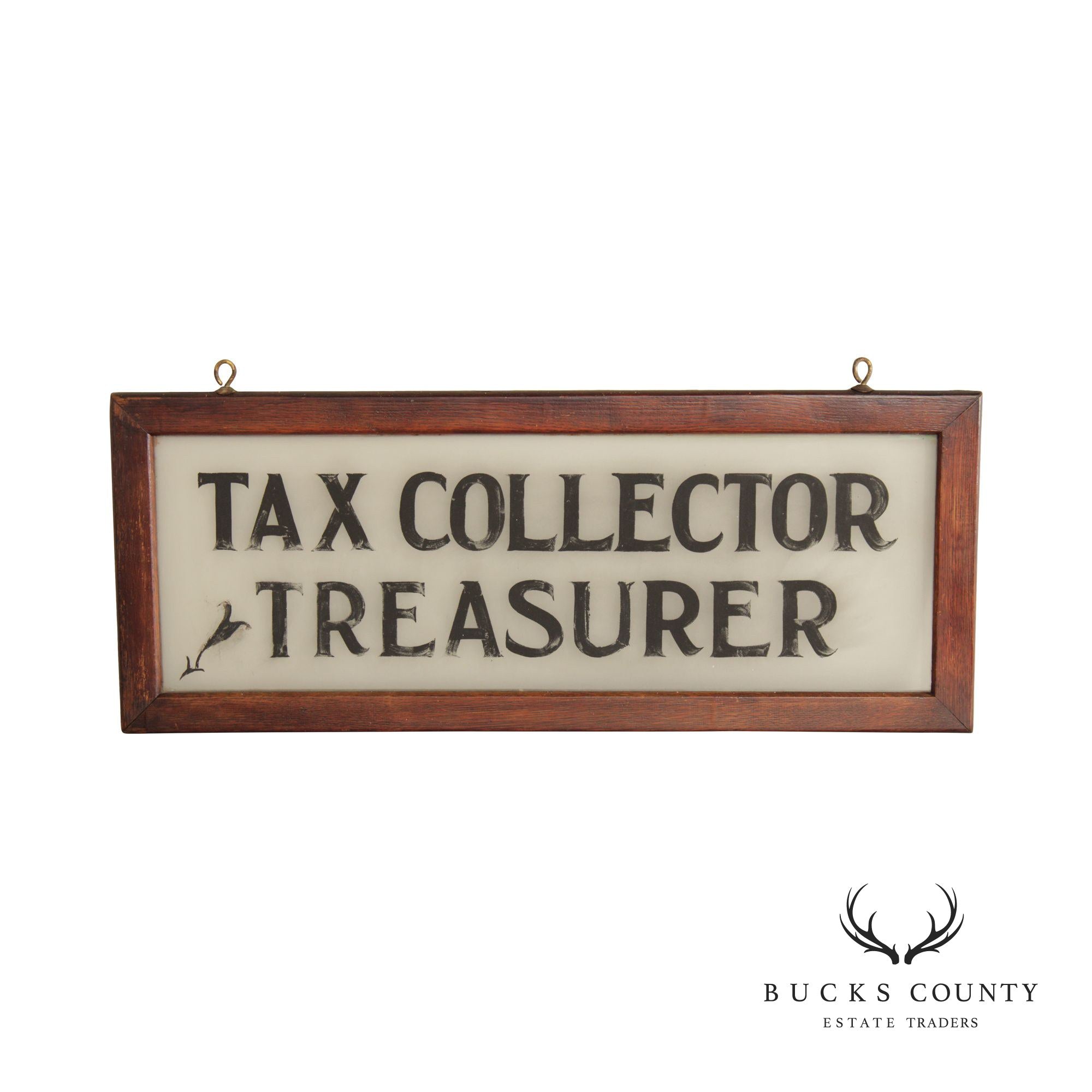 Antique Oak Framed Tax Collector Treasurer Hand Painted Sign