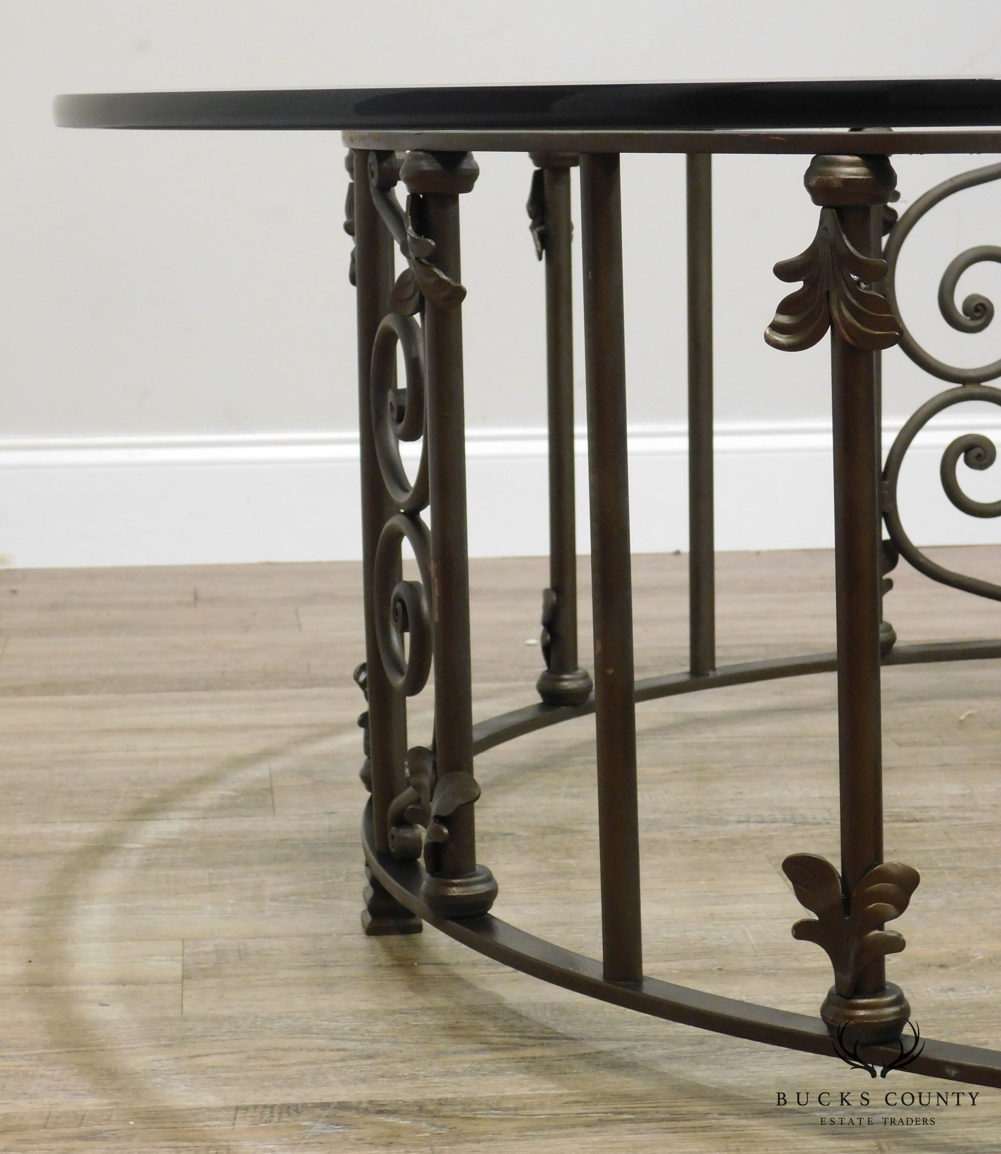 Custom Wrought Iron 60" Glass Top Coffee Table