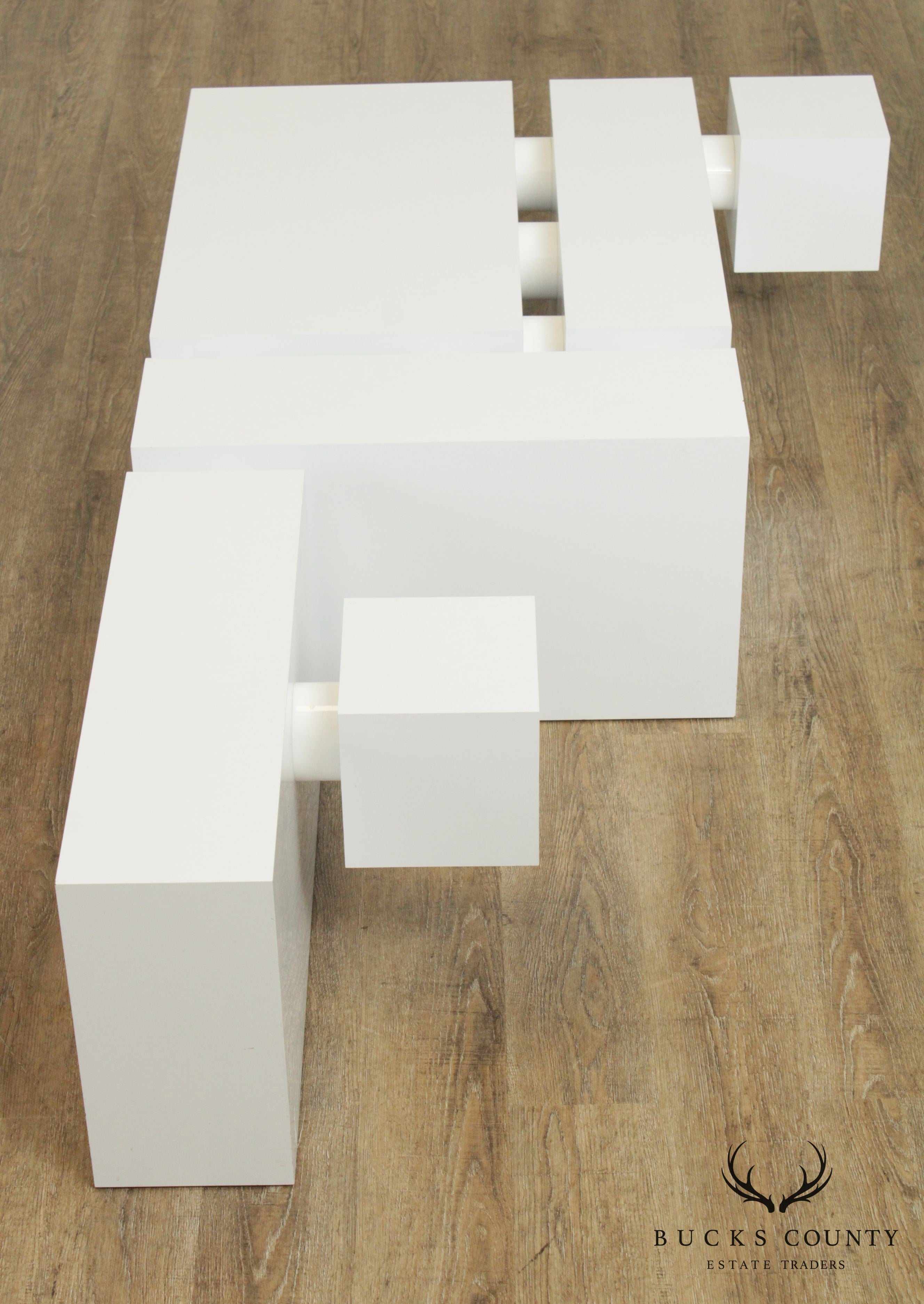 Modular Designs, 1970's Postmodern White Geometric Coffee Table