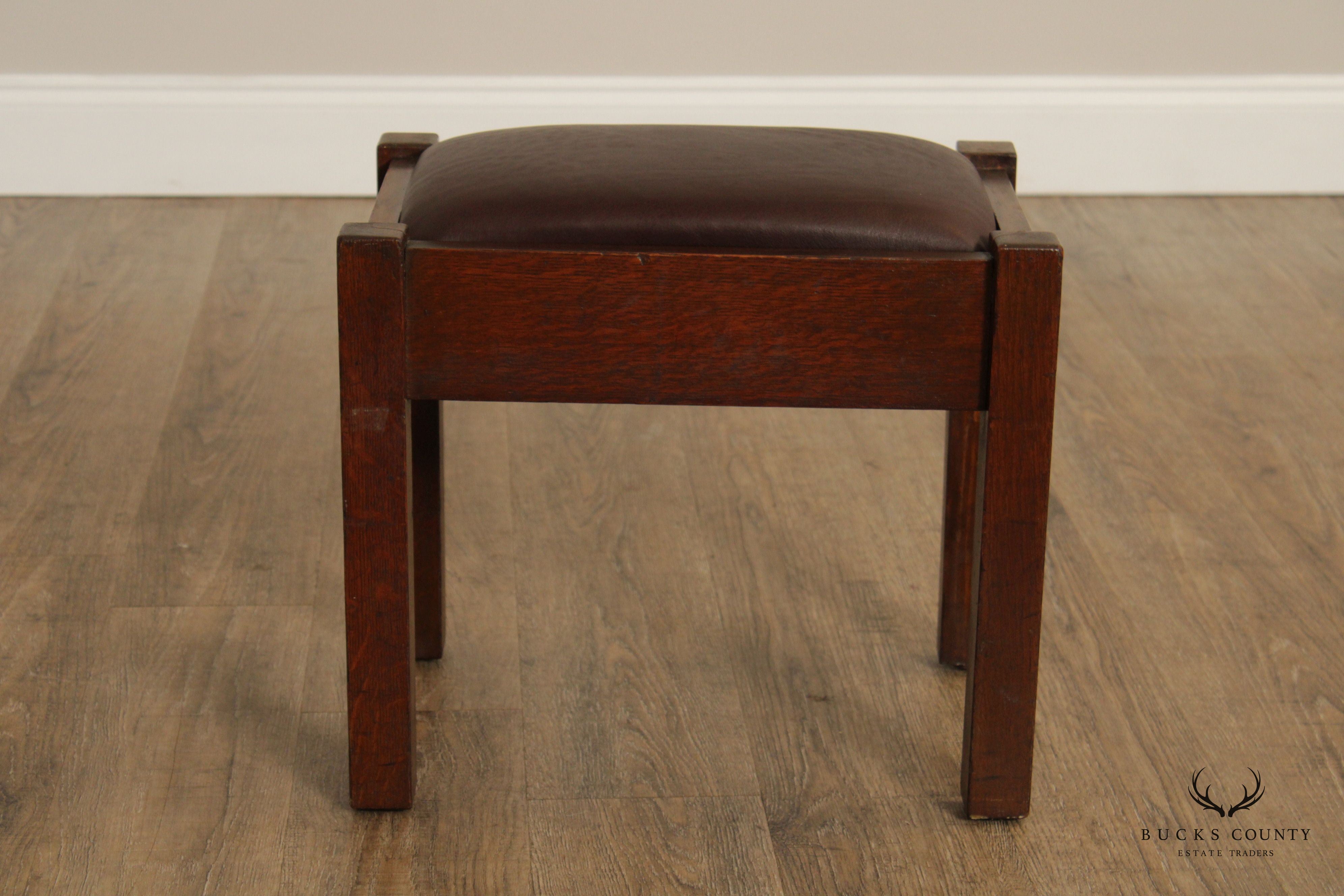 Stickley Brothers Mission Oak and Leather Footstool