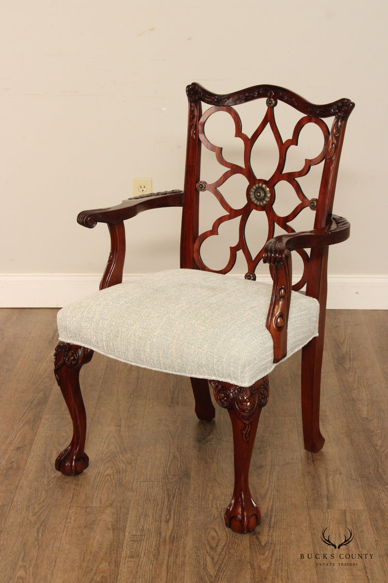Chippendale Style Set Ten Custom Mahogany Dining Chairs