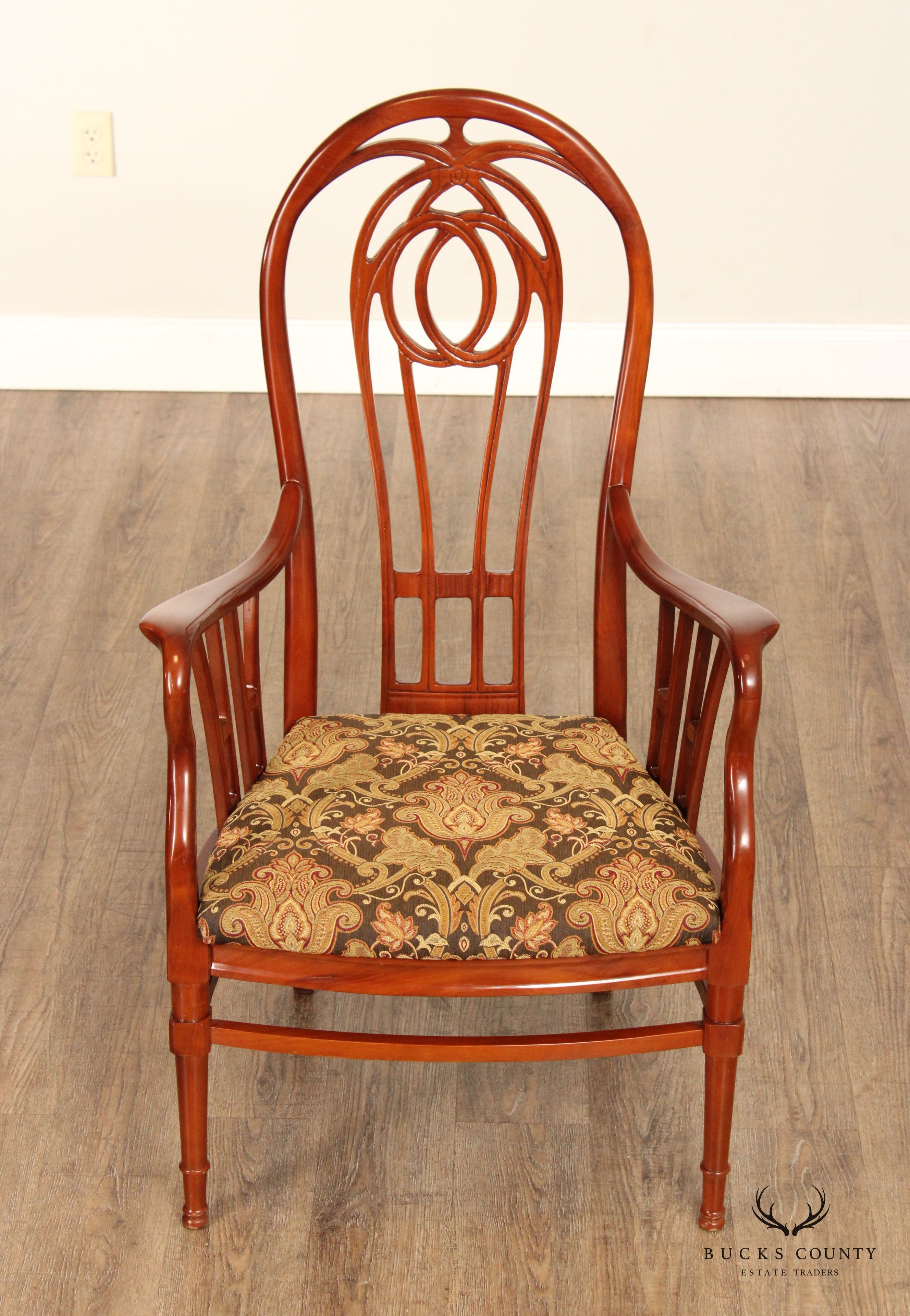 Vintage Pair of Carved High Balloon-Back Dining Armchairs