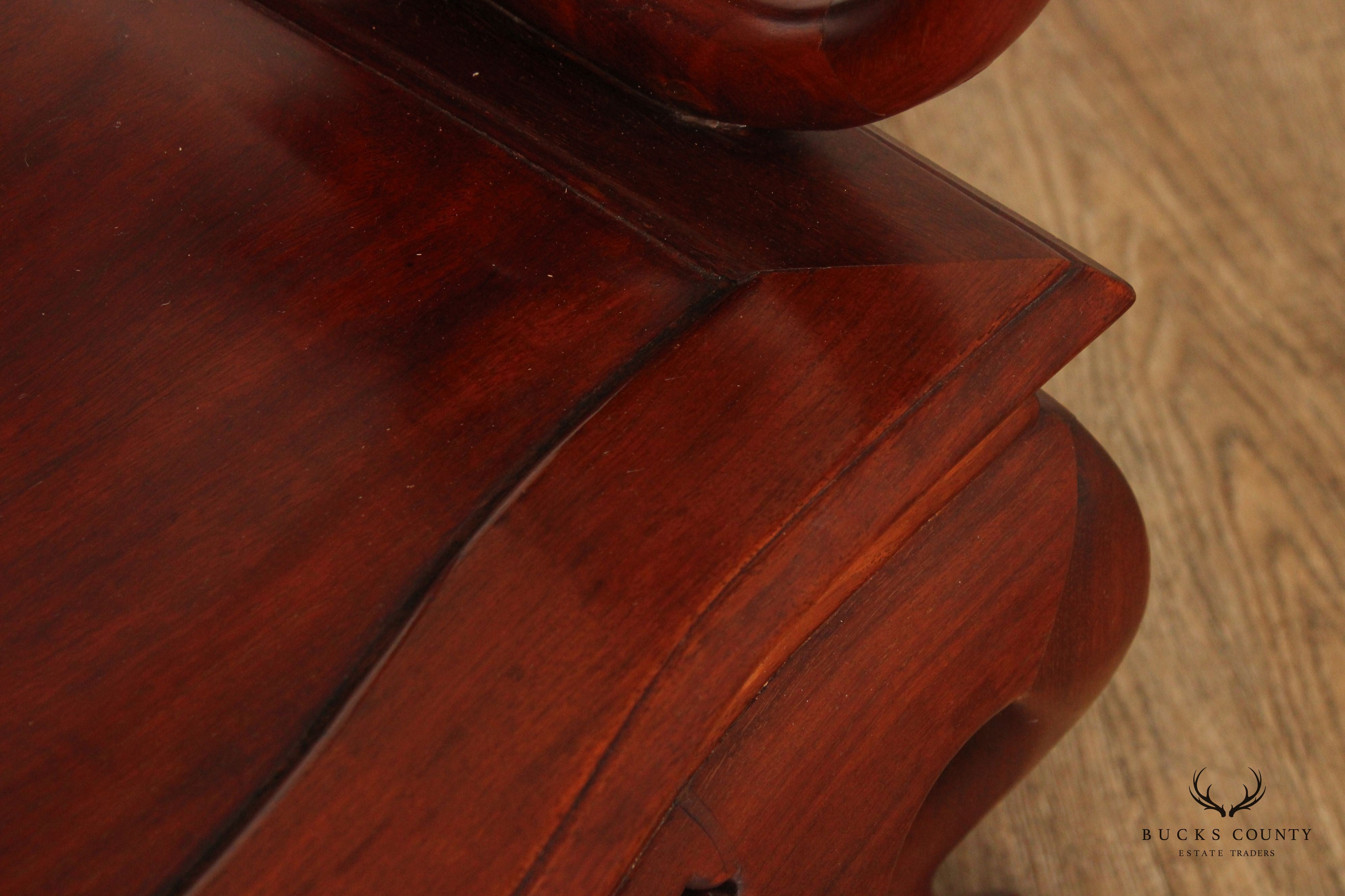 Chinese Pair of Carved Mahogany Throne Armchairs